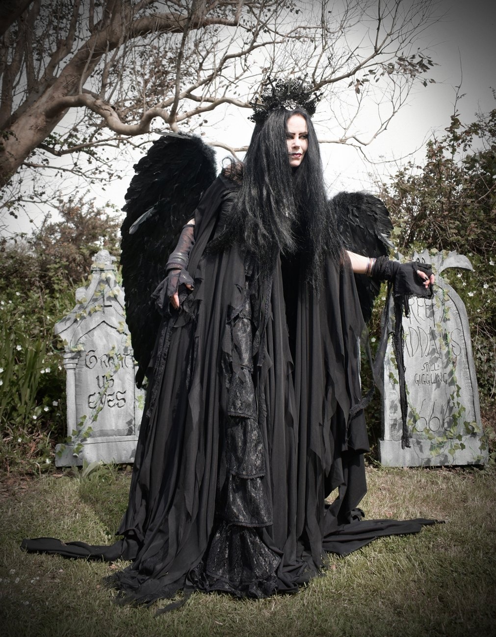 The Lilithia Gown - a raven-hued epic witch dress by Moonmaiden Gothic Clothing