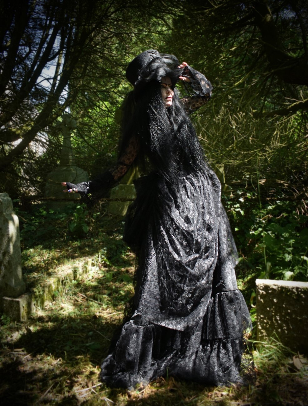 Metallia Bustle Gown - velvet, lace and taffeta steampunk victorian gown by Moonmaiden Gothic Clothing