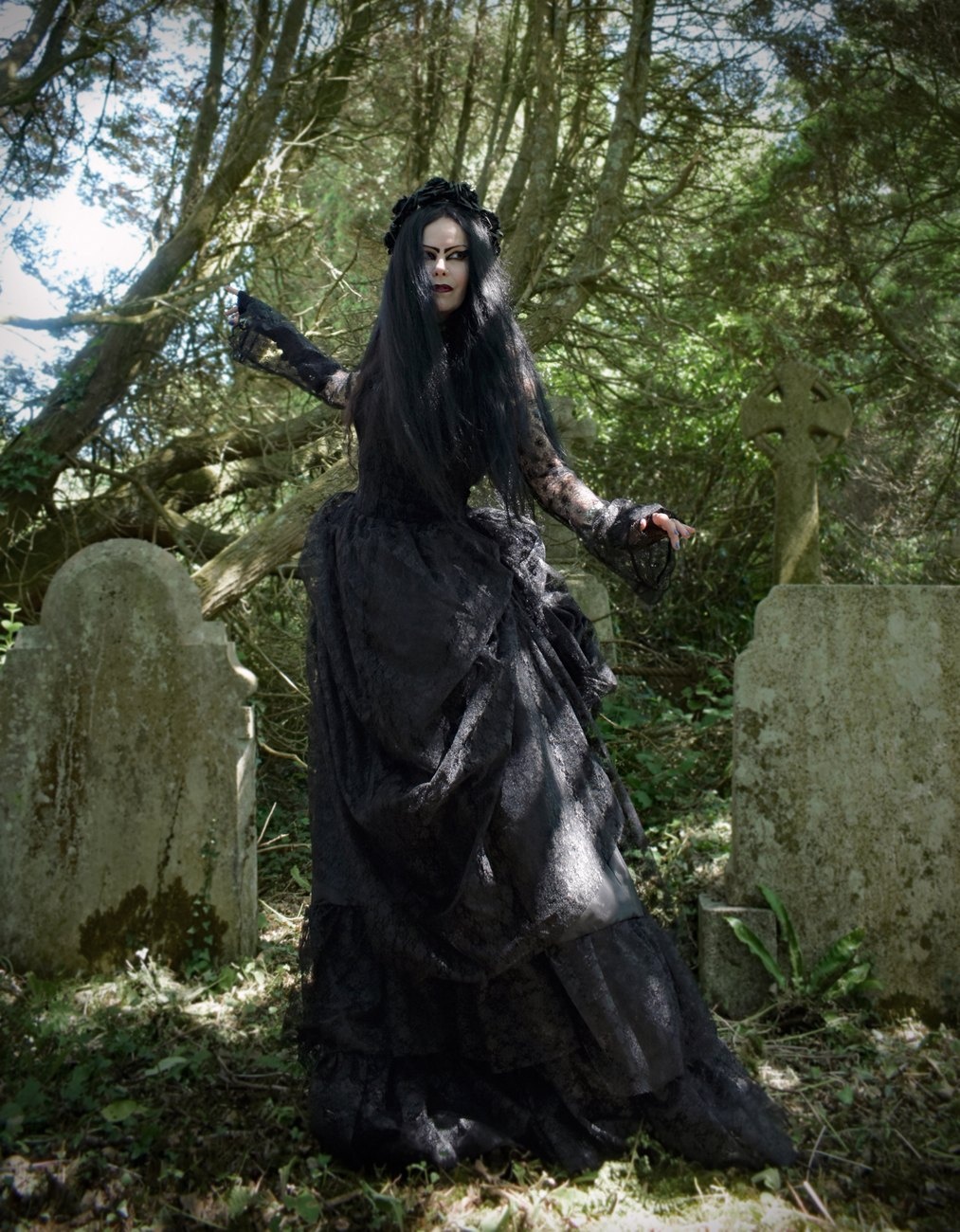 Metallia Bustle Gown - velvet, lace and taffeta steampunk victorian gown by Moonmaiden Gothic Clothing