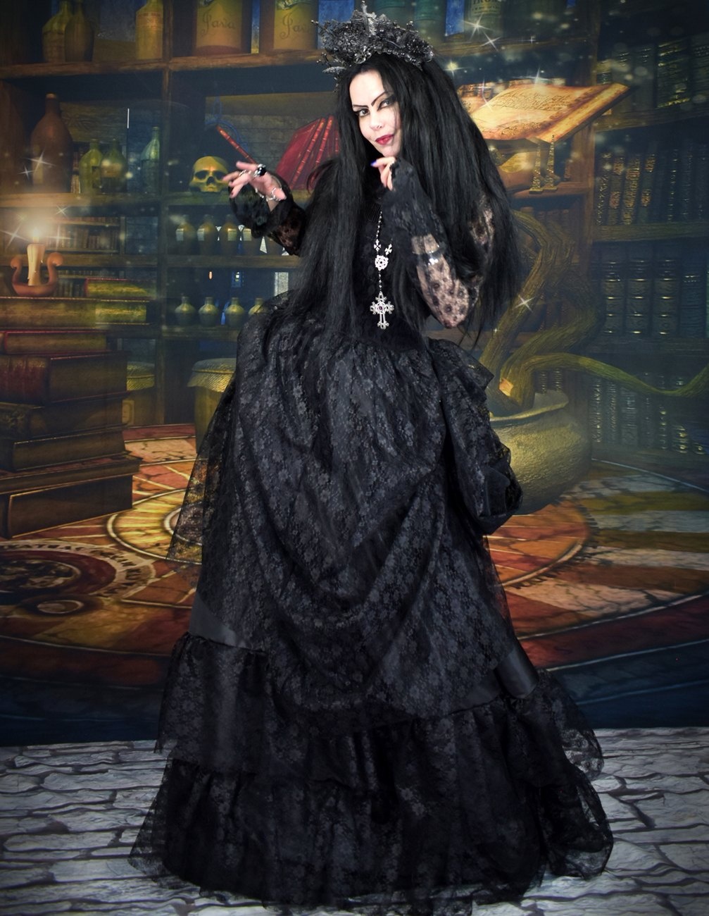 Metallia Bustle Gown - velvet, lace and taffeta steampunk victorian gown by Moonmaiden Gothic Clothing