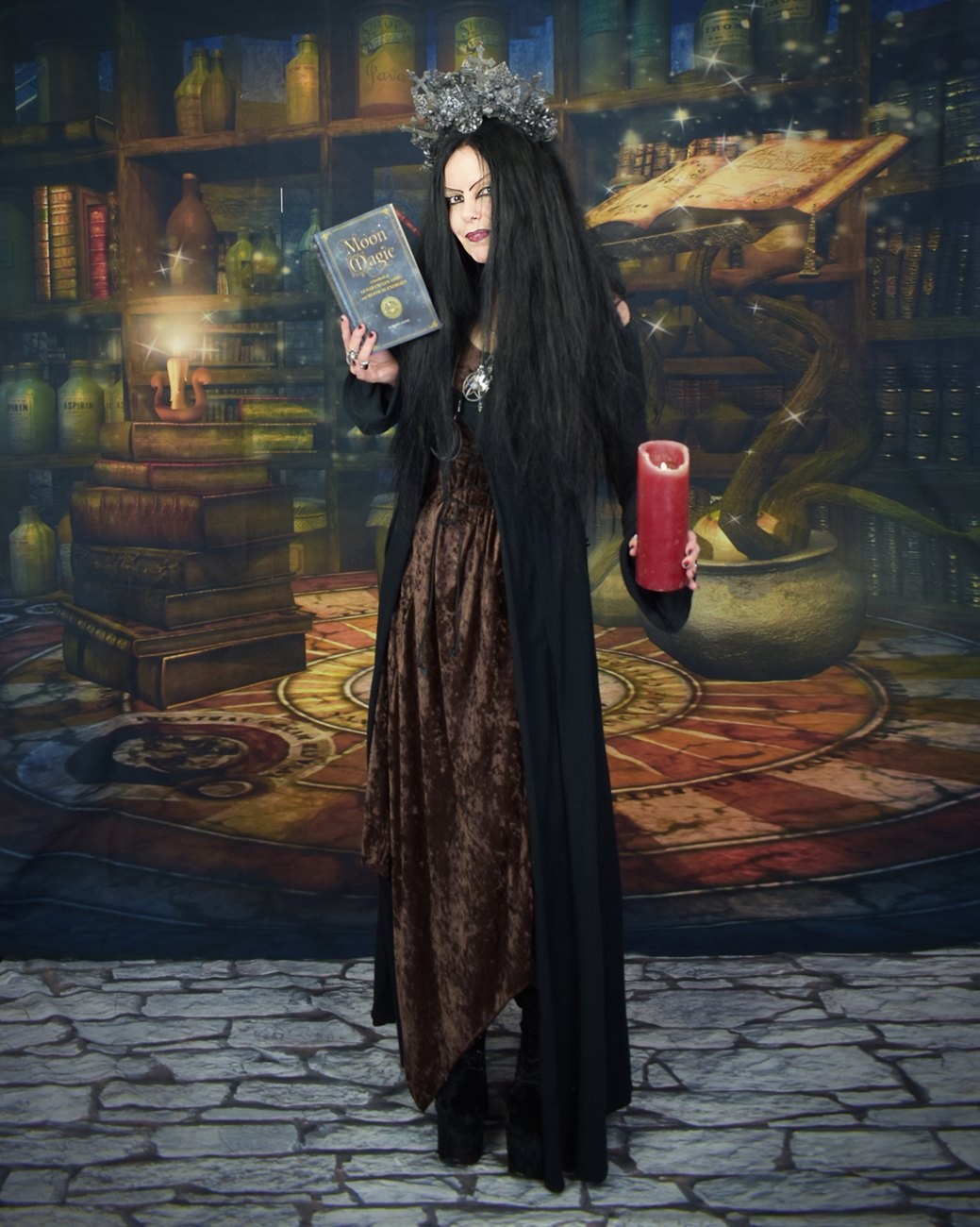 Minerva Witch Duster Coat- cotton lycra long witchy goth coat by Moonmaiden Gothic Clothing