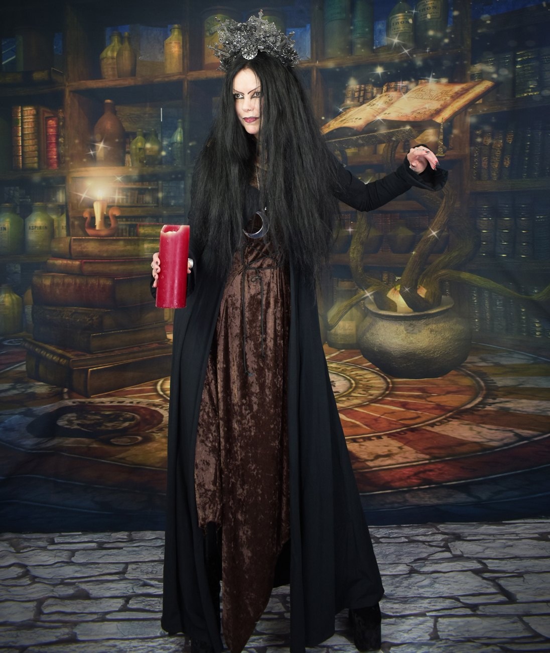 Minerva Witch Duster Coat- cotton lycra long witchy goth coat by Moonmaiden Gothic Clothing