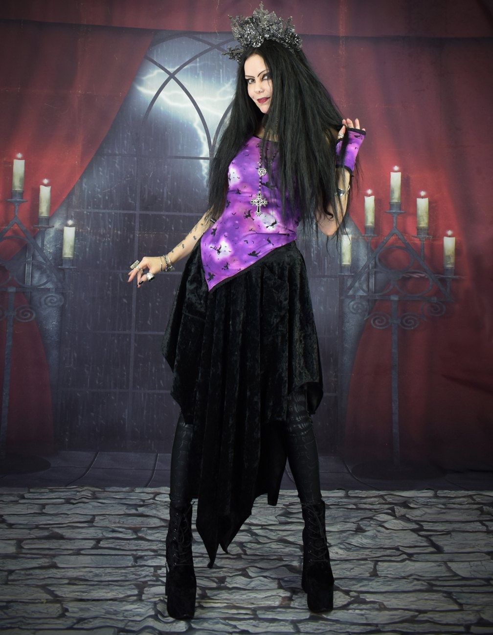 Witchywytch Moonbeam Top - asymmetric witchy top by Moonmaiden Gothic Clothing