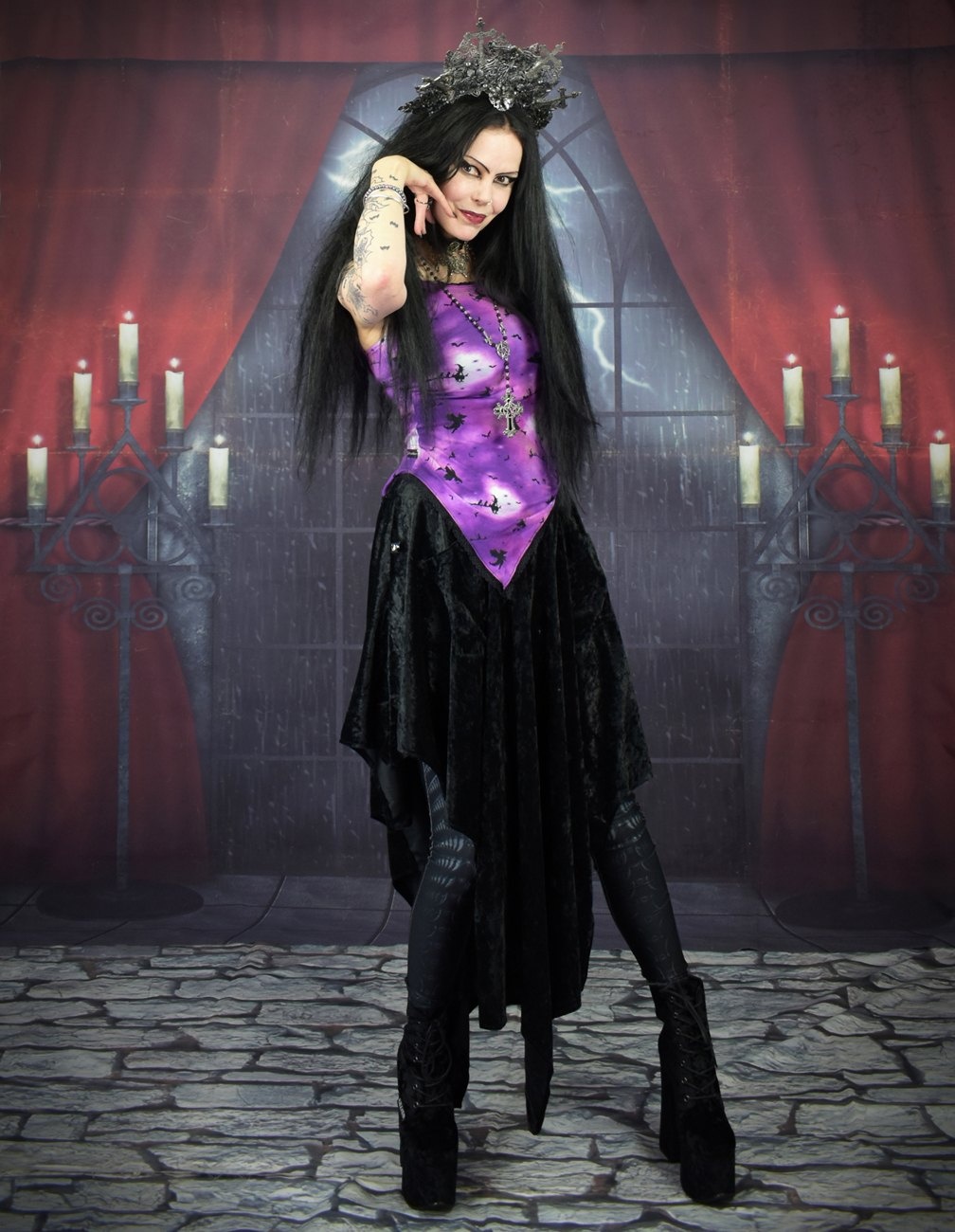 Witchywytch Moonbeam Top - asymmetric witchy top by Moonmaiden Gothic Clothing