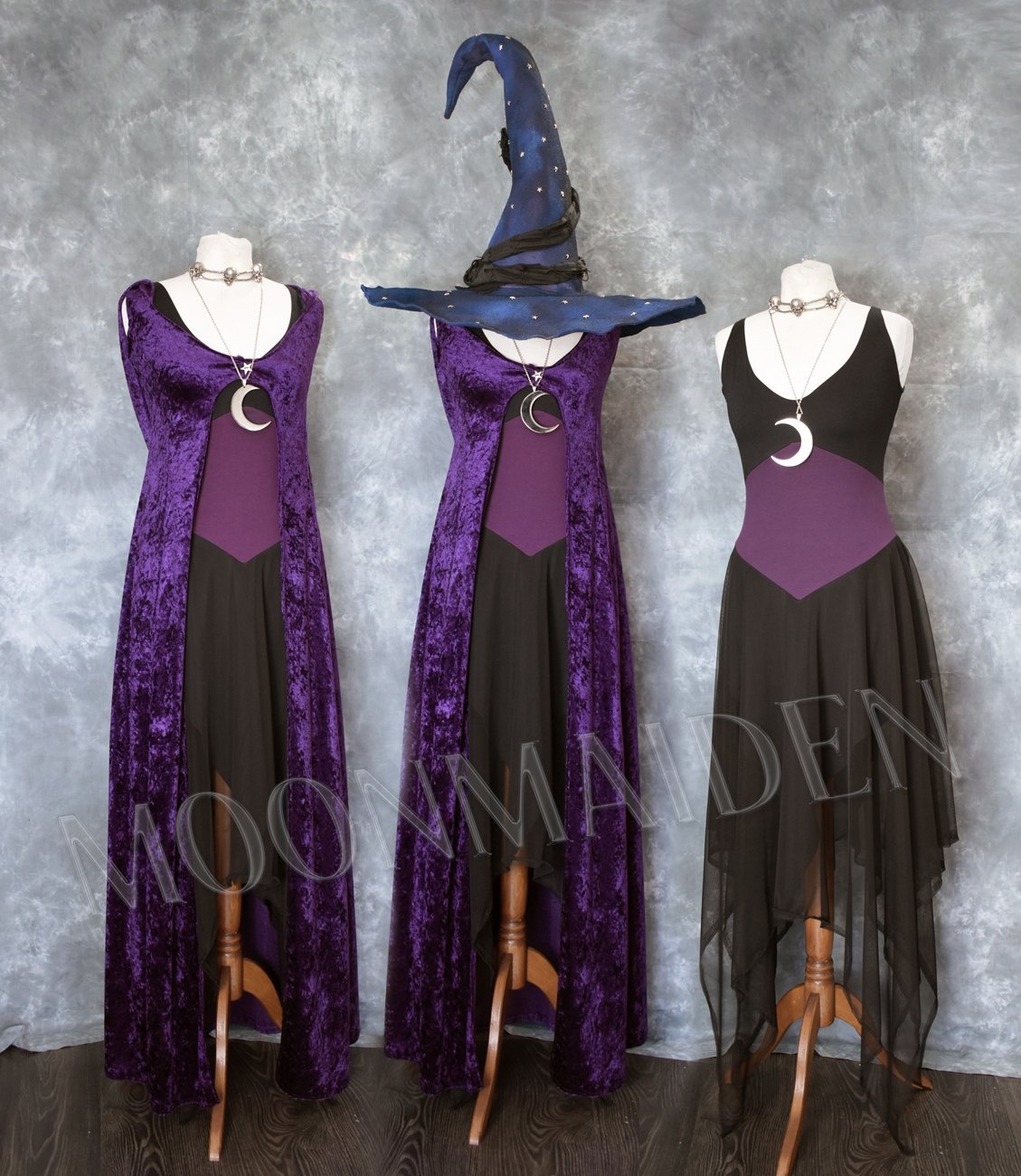 Autumn Sky Dress - cotton and mesh swishy witchy goth dress by Moonmaiden Gothic Clothing