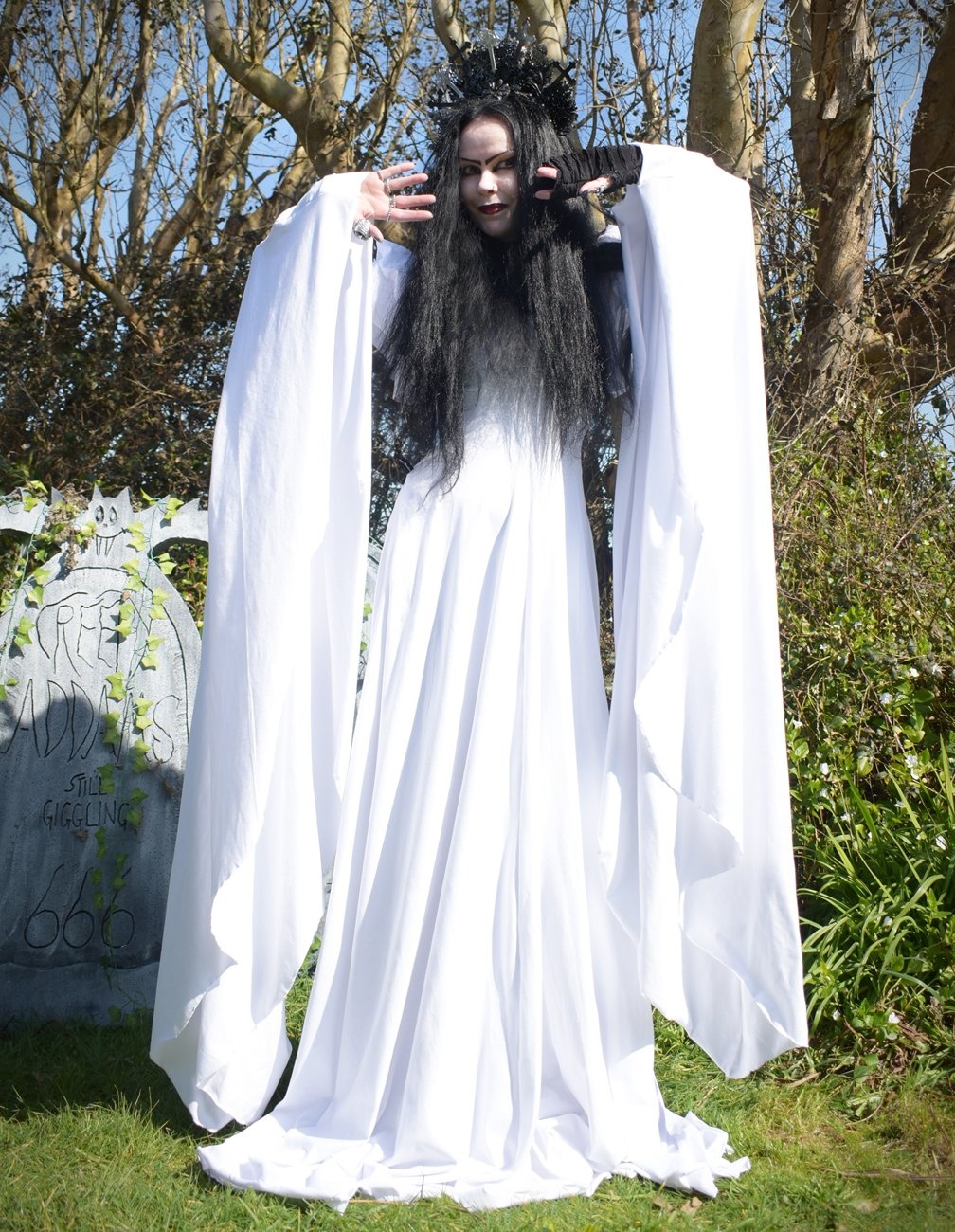 Aredhel Gown - cotton lycra elven witchy goth dress by Moonmaiden Gothic Clothing