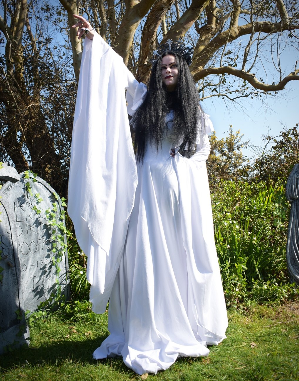 Aredhel Gown - cotton lycra elven witchy goth dress by Moonmaiden Gothic Clothing