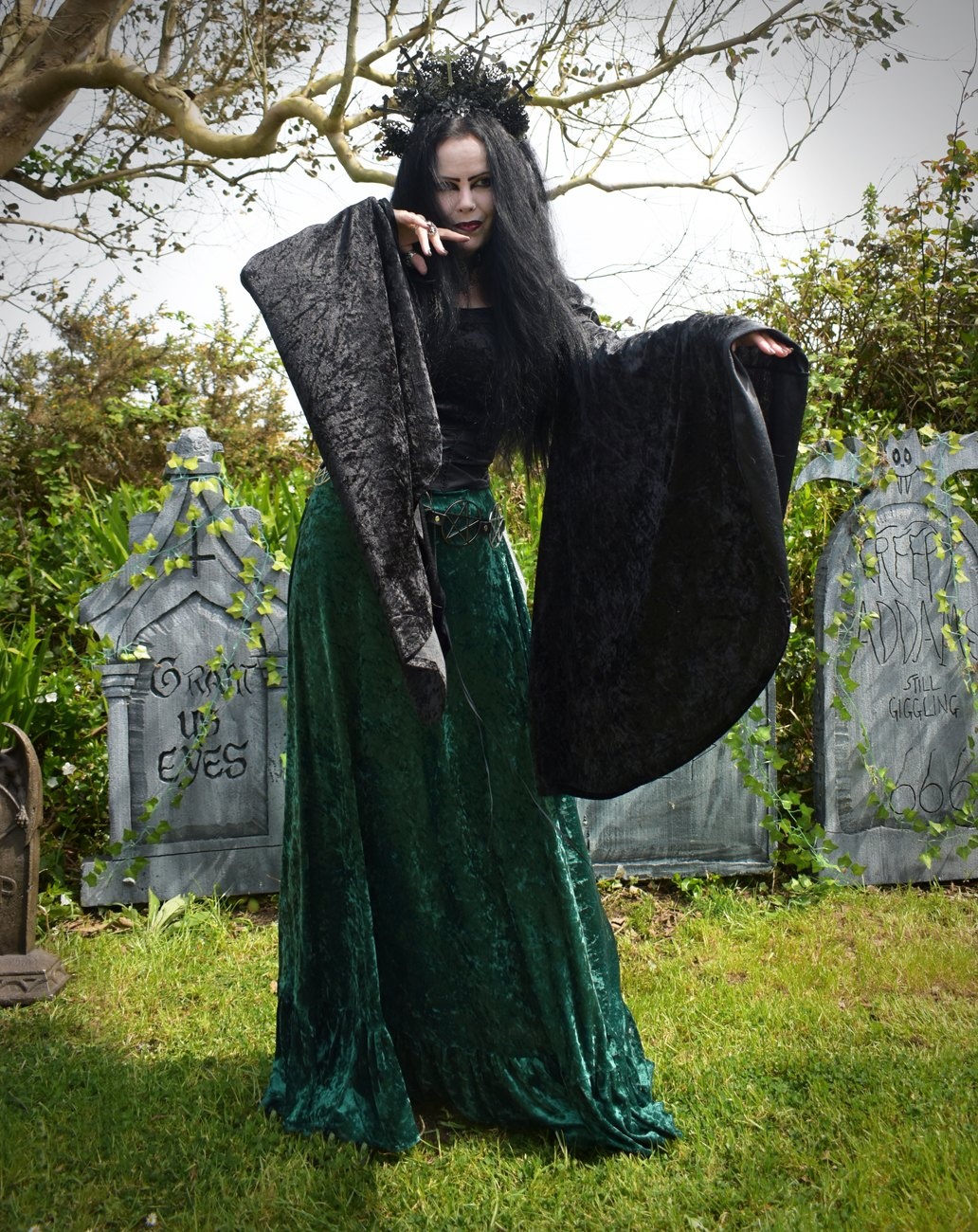 Velvet Witches Tears Skirt - witchy crushed velvet long skirt by Moonmaiden Gothic Clothing