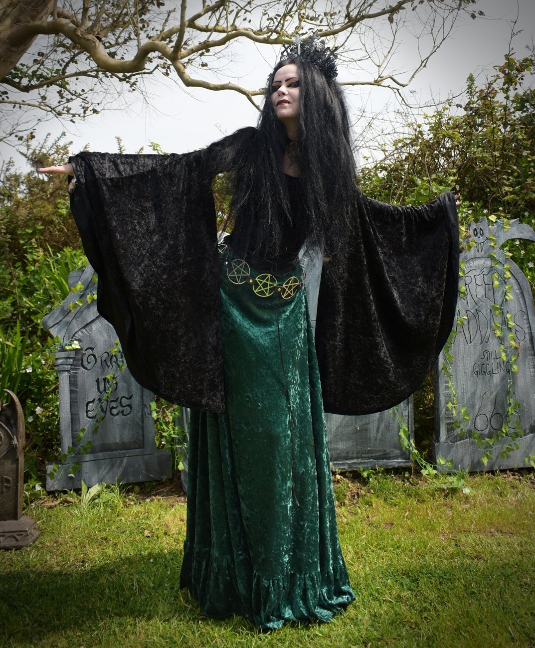 Velvet Witches Tears Skirt - witchy crushed velvet long skirt by Moonmaiden Gothic Clothing