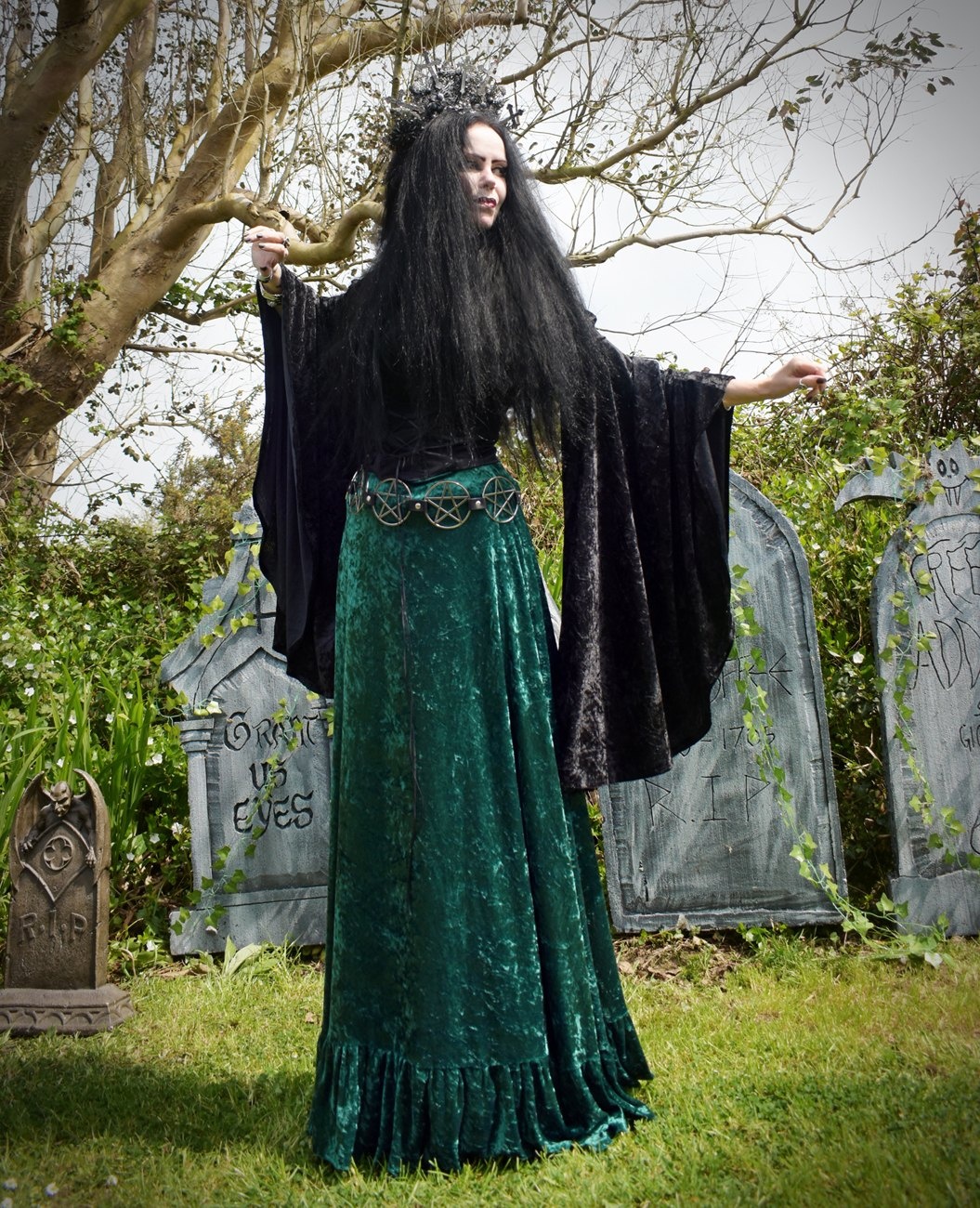 Velvet Arwenwitch Top - Crushed Velvet elven witchy top by Moonmaiden Gothic Clothing