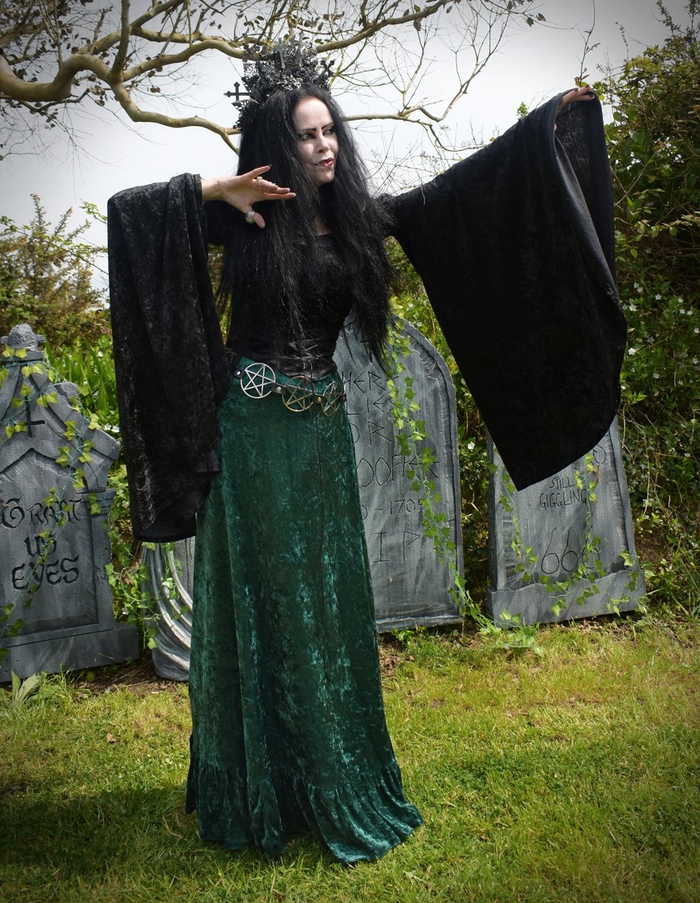Velvet Arwenwitch Top - Crushed Velvet elven witchy top by Moonmaiden Gothic Clothing