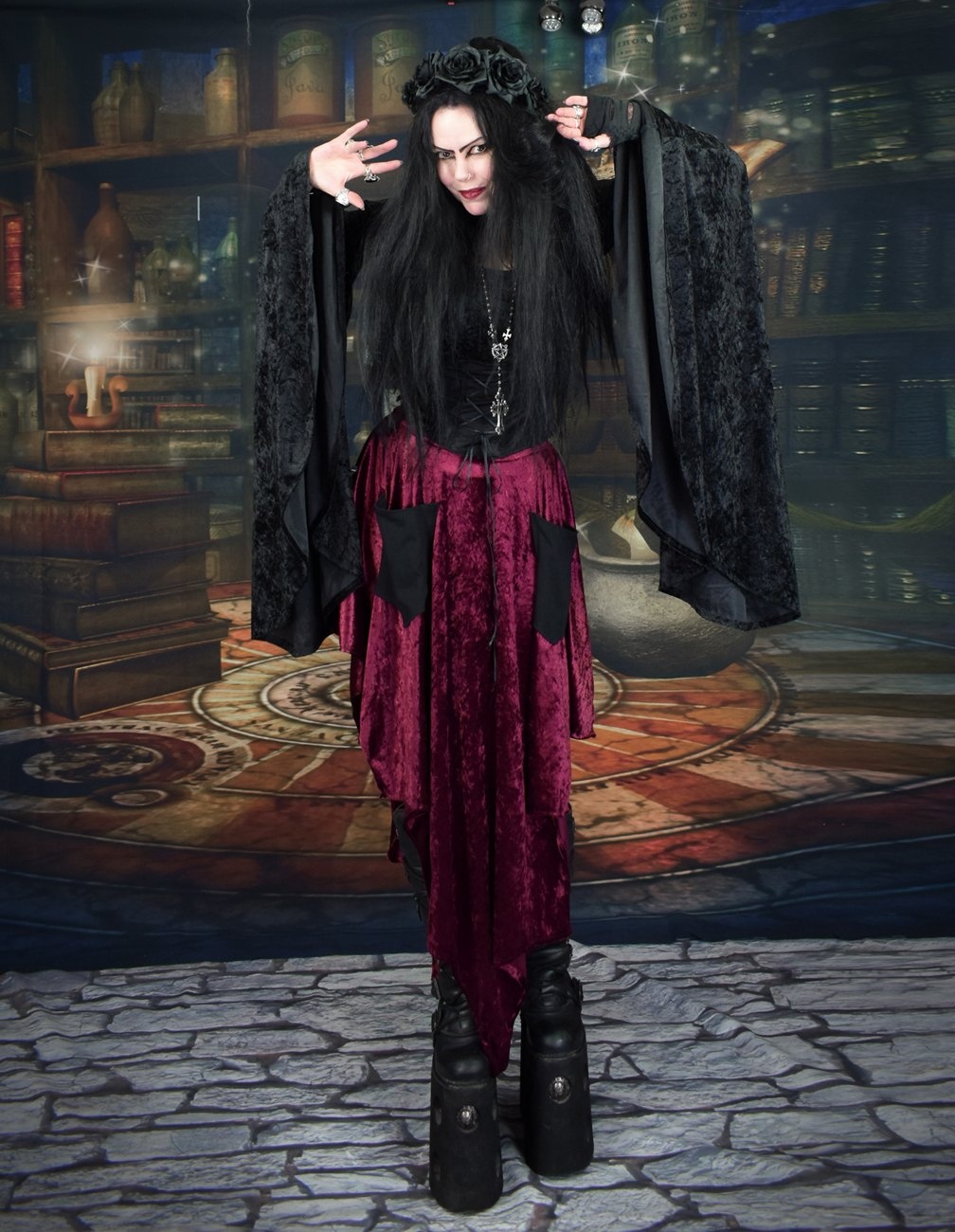 Velvet Arwenwitch Top - Crushed Velvet elven witchy top by Moonmaiden Gothic Clothing