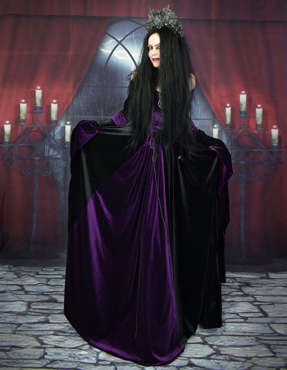 Medieval Maiden Gown - Special Edition - velvet medieval witch dress by Moonmaiden Gothic Clothing