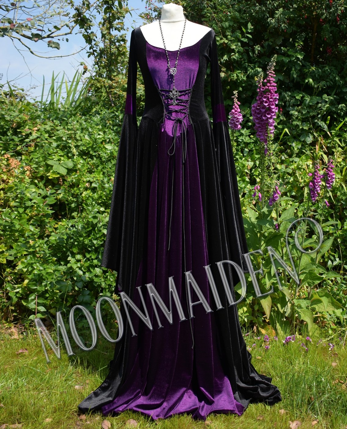 Medieval Maiden Gown - Special Edition - velvet medieval witch dress by Moonmaiden Gothic Clothing