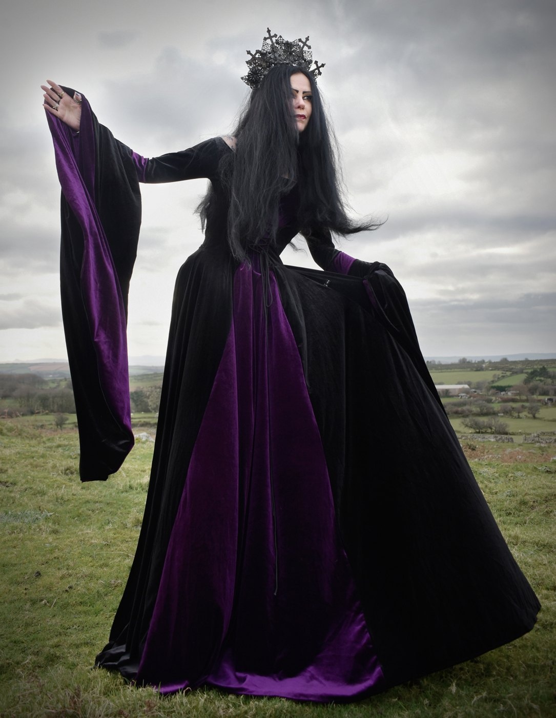Medieval Maiden Gown - Special Edition - velvet medieval witch dress by Moonmaiden Gothic Clothing