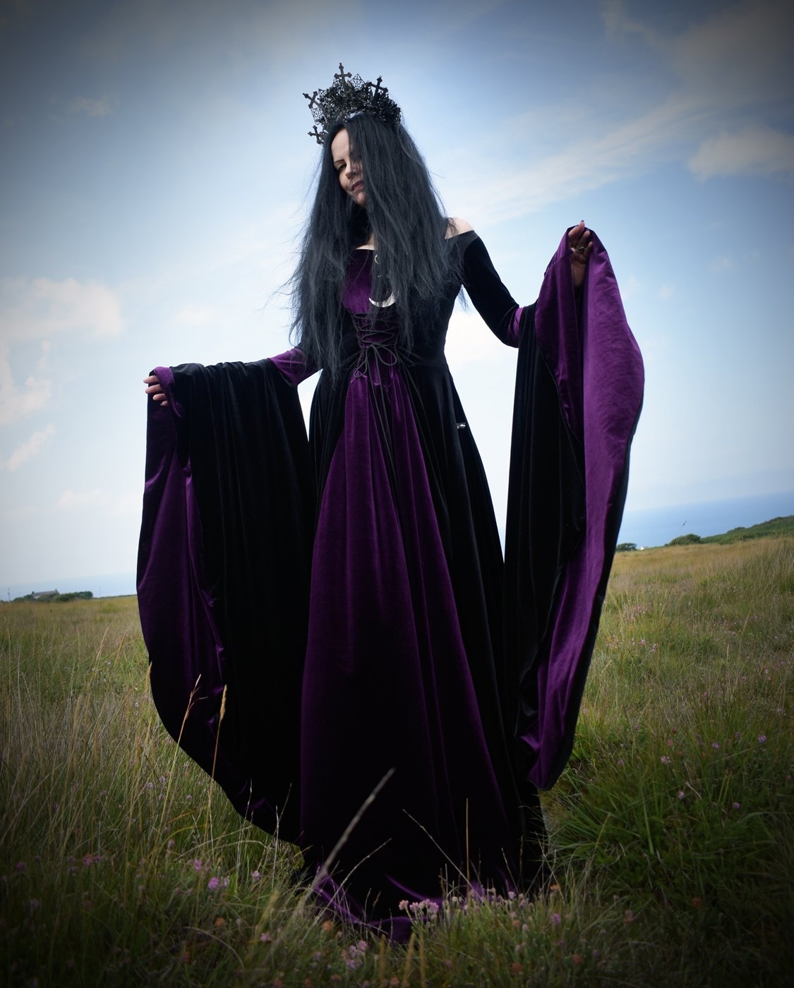 Medieval Maiden Gown - Special Edition - velvet medieval witch dress by Moonmaiden Gothic Clothing