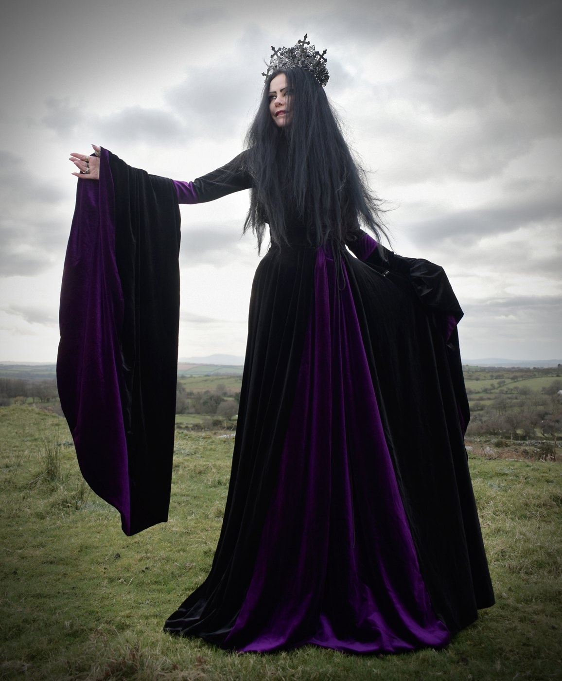 Medieval Maiden Gown - Special Edition - velvet medieval witch dress by Moonmaiden Gothic Clothing