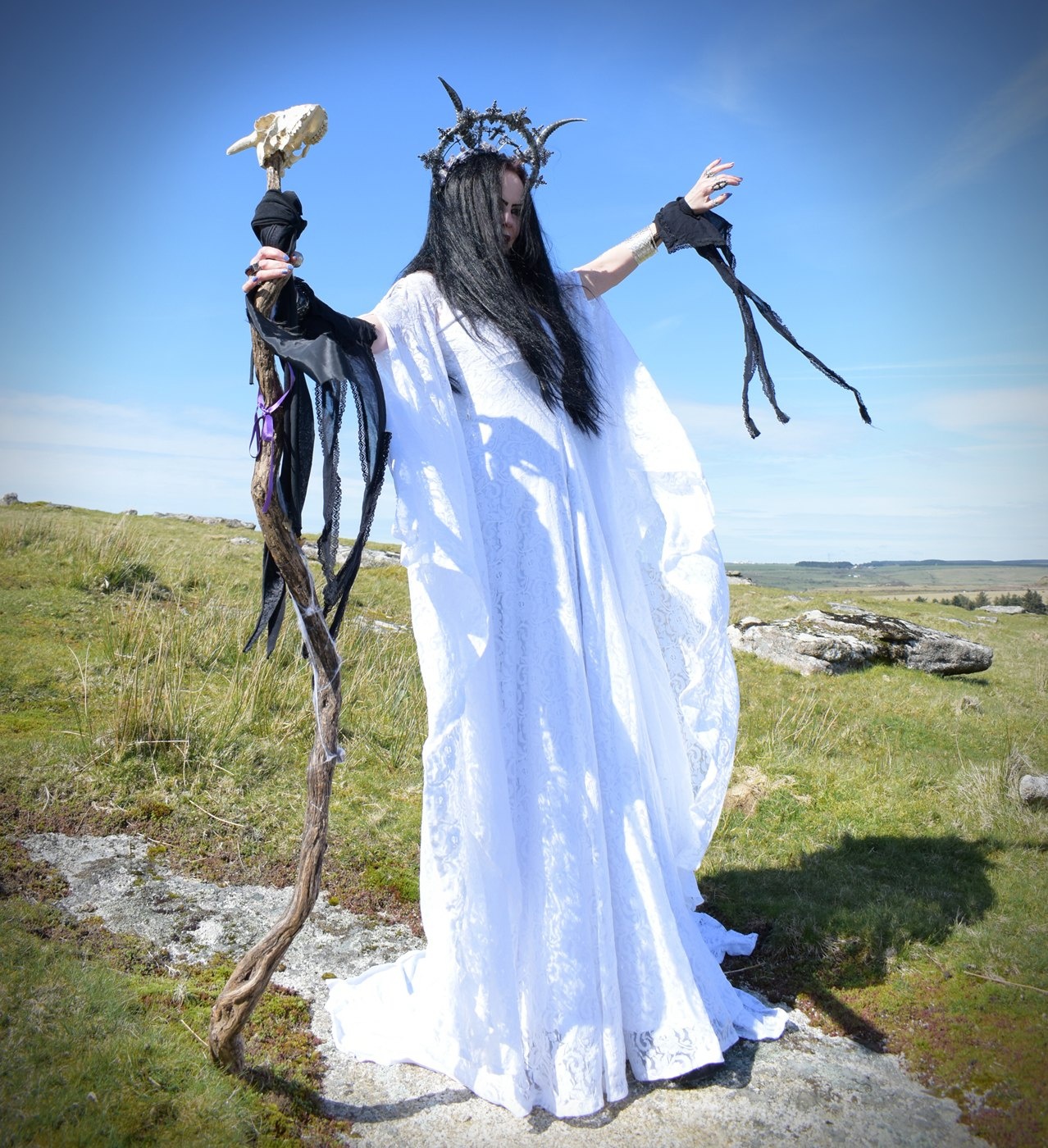 The Fall of Isolde Gown - cotton and lace medieval witchy elven dress by Moonmaiden Gothic Clothing