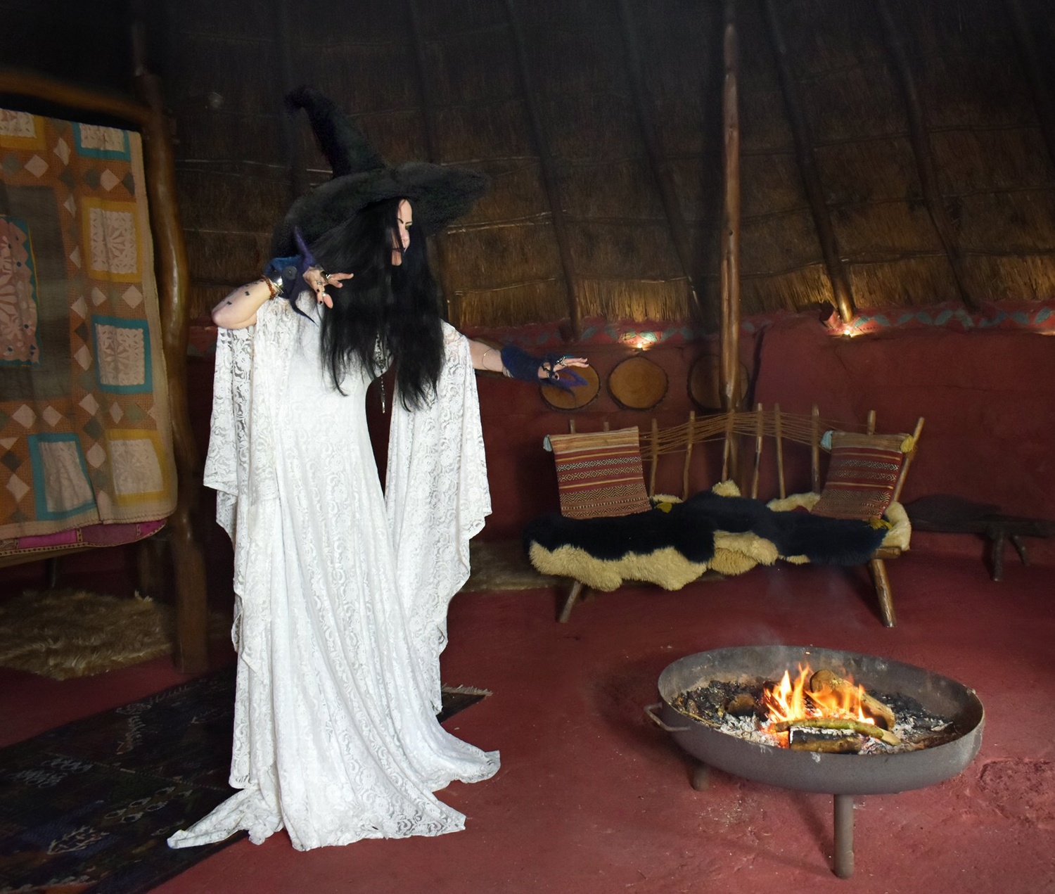 The Fall of Isolde Gown - cotton and lace medieval witchy elven dress by Moonmaiden Gothic Clothing