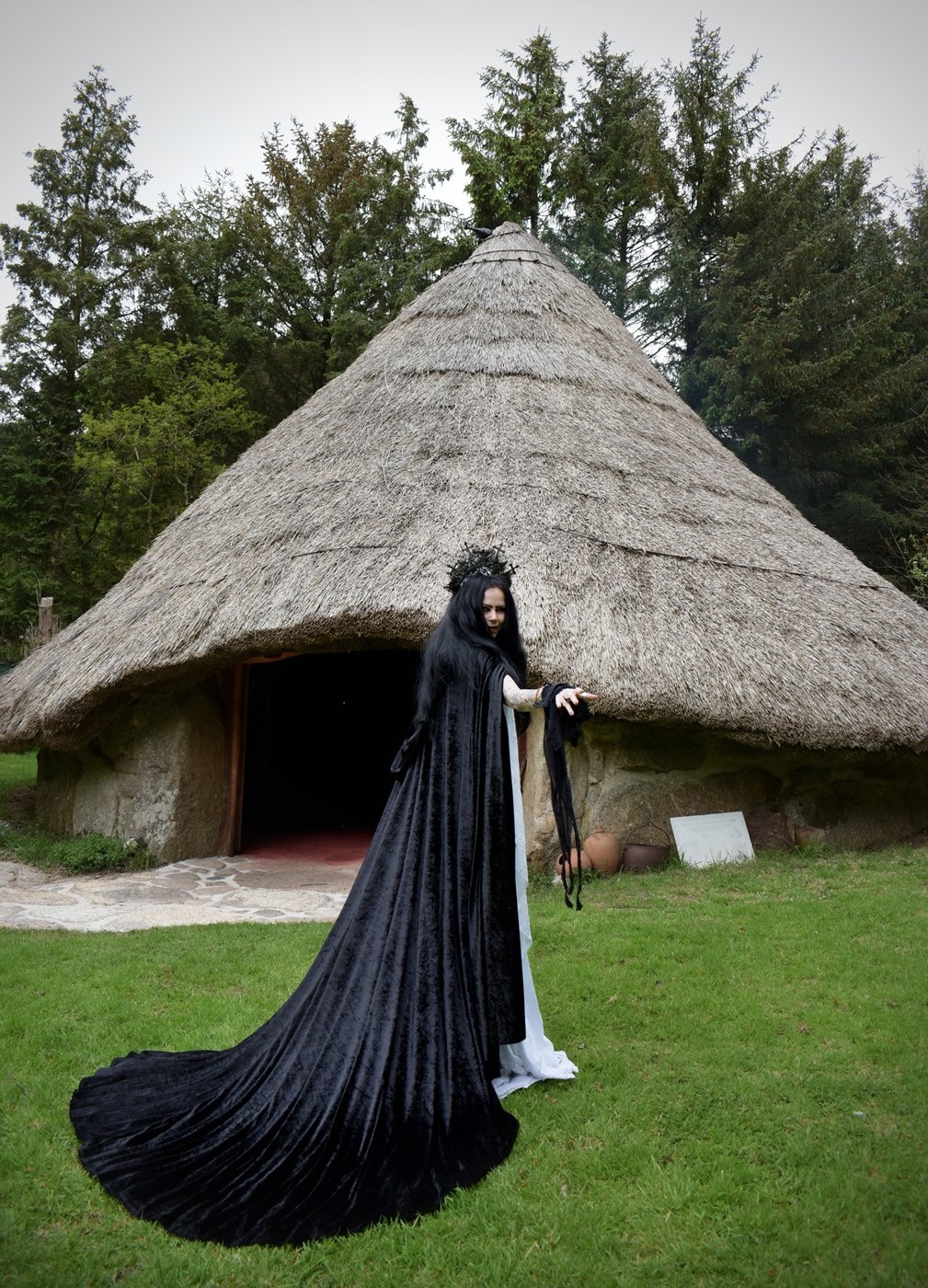 Circle of Fear Cloak - crushed velvet full circle witch cloak by Moonmaiden Gothic Clothing