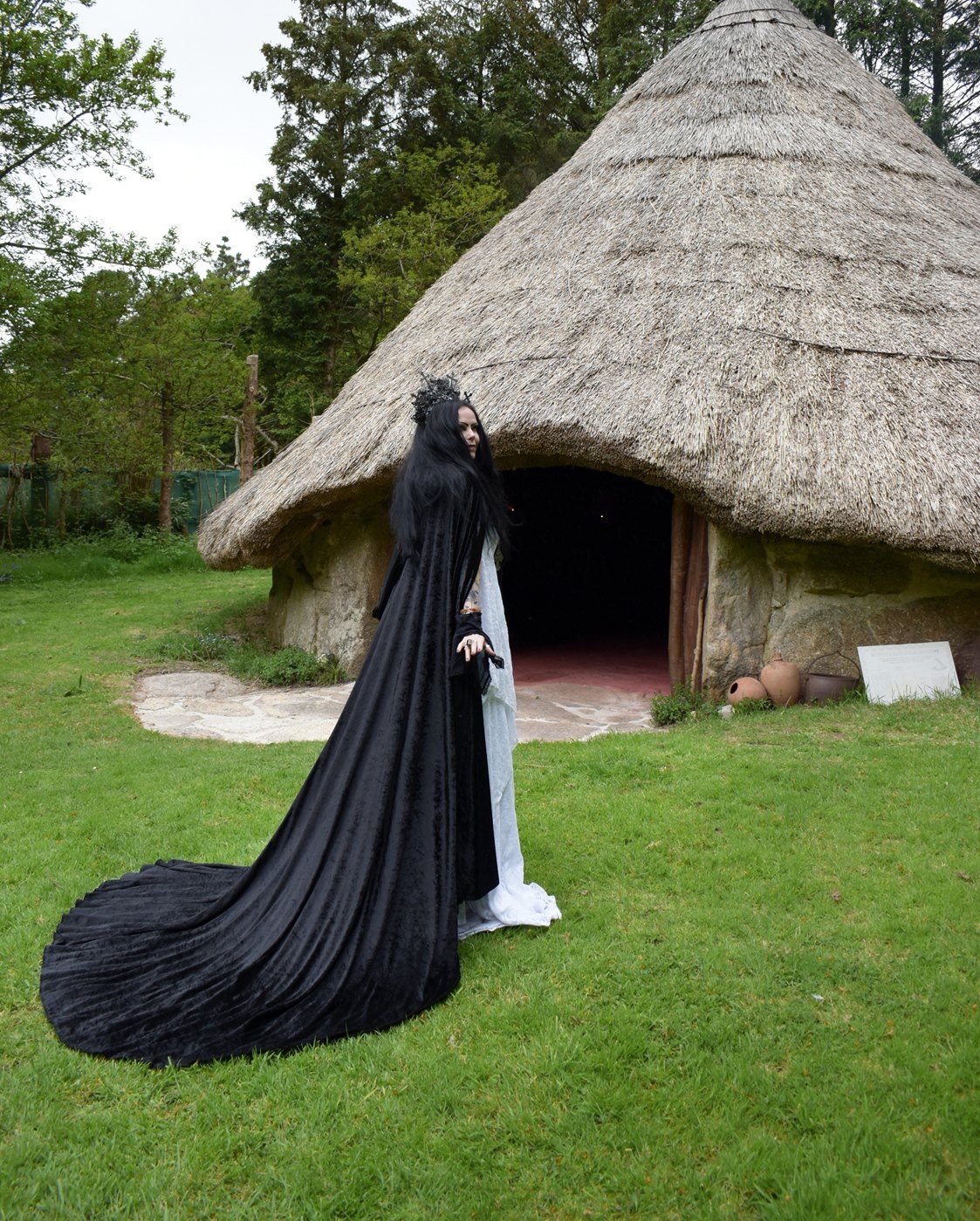 Circle of Fear Cloak - crushed velvet full circle witch cloak by Moonmaiden Gothic Clothing