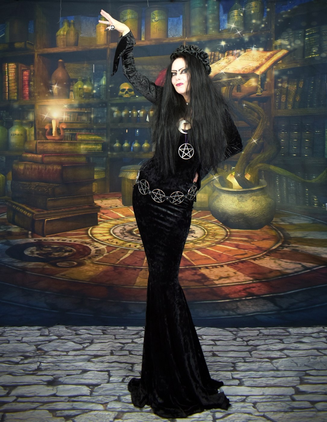 Slinky Morty Dress - velvet morticia addams dress by Moonmaiden Gothic Clothing