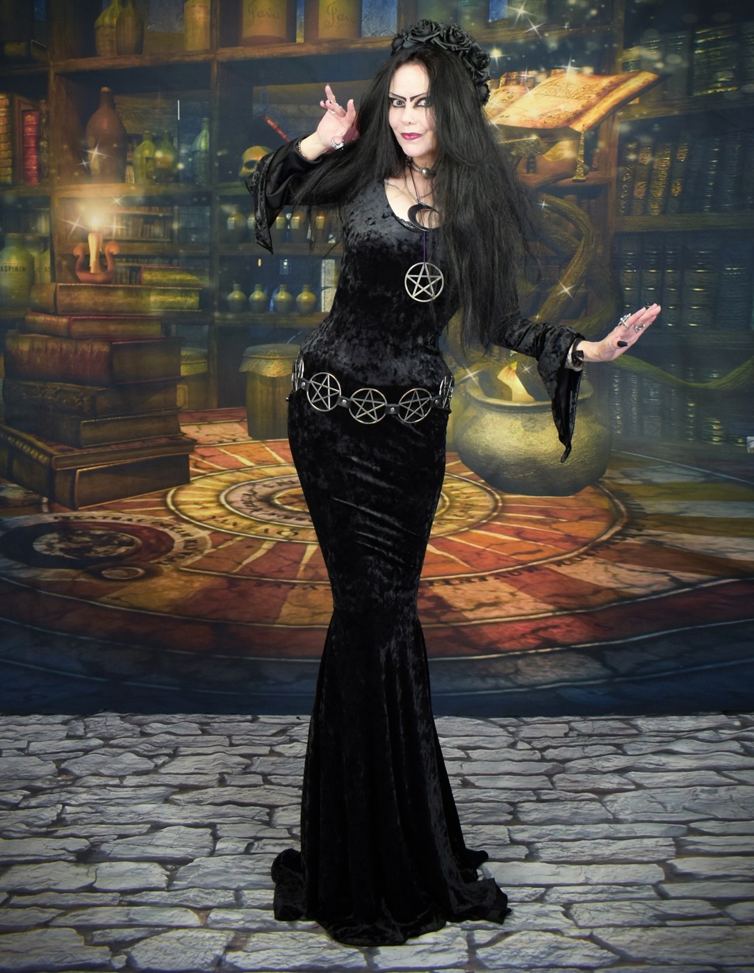 Slinky Morty Dress - velvet morticia addams dress by Moonmaiden Gothic Clothing
