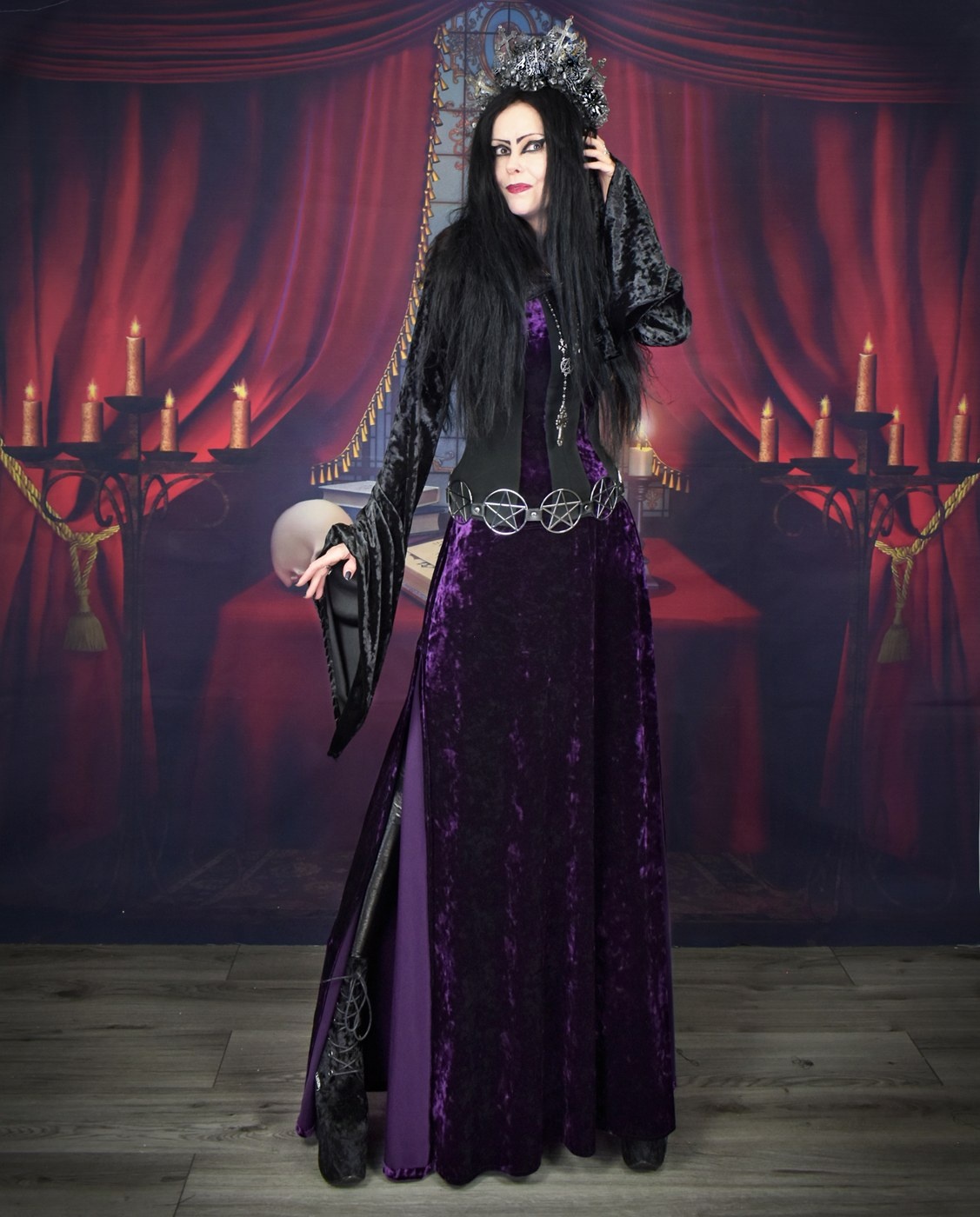 Witching Hour Bolero - marble spandex crushed velvet swishy sleeve shrug top by Moonmaiden Gothic Clothing