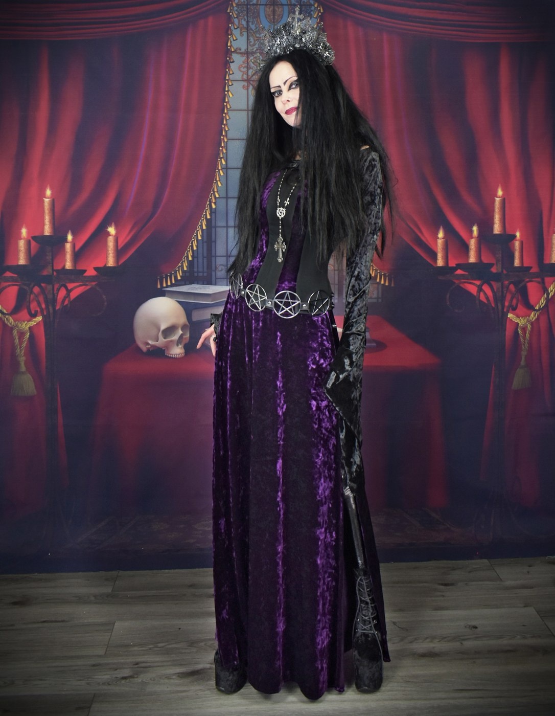 Witching Hour Bolero - marble spandex crushed velvet swishy sleeve shrug top by Moonmaiden Gothic Clothing