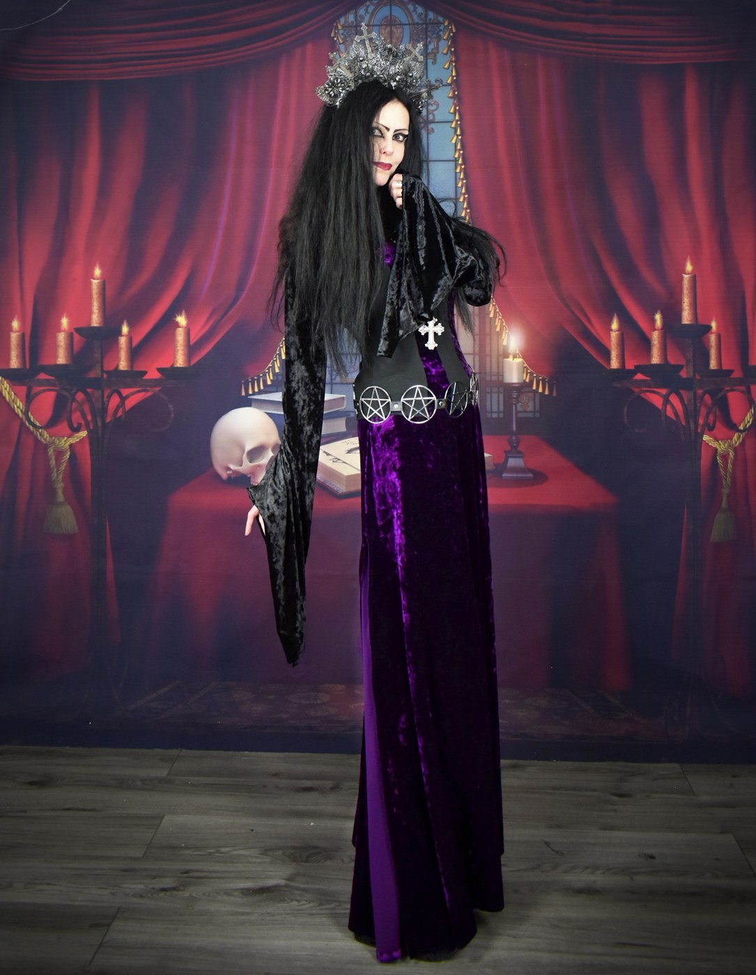 Witching Hour Bolero - marble spandex crushed velvet swishy sleeve shrug top by Moonmaiden Gothic Clothing