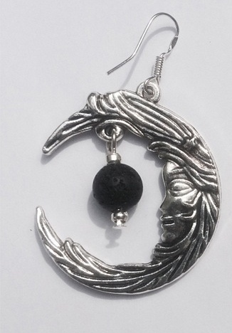 My Beautiful Gothic Moon & Lava Rock aromatherapy earrings