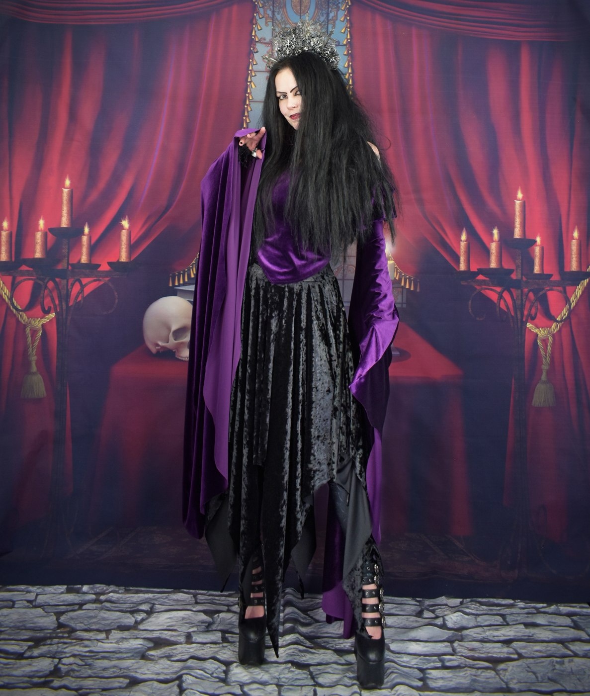 The Ultra Elvenwitch Skirt - marble velvet swishy witchy goth skirt by Moonmaiden Gothic Clothing