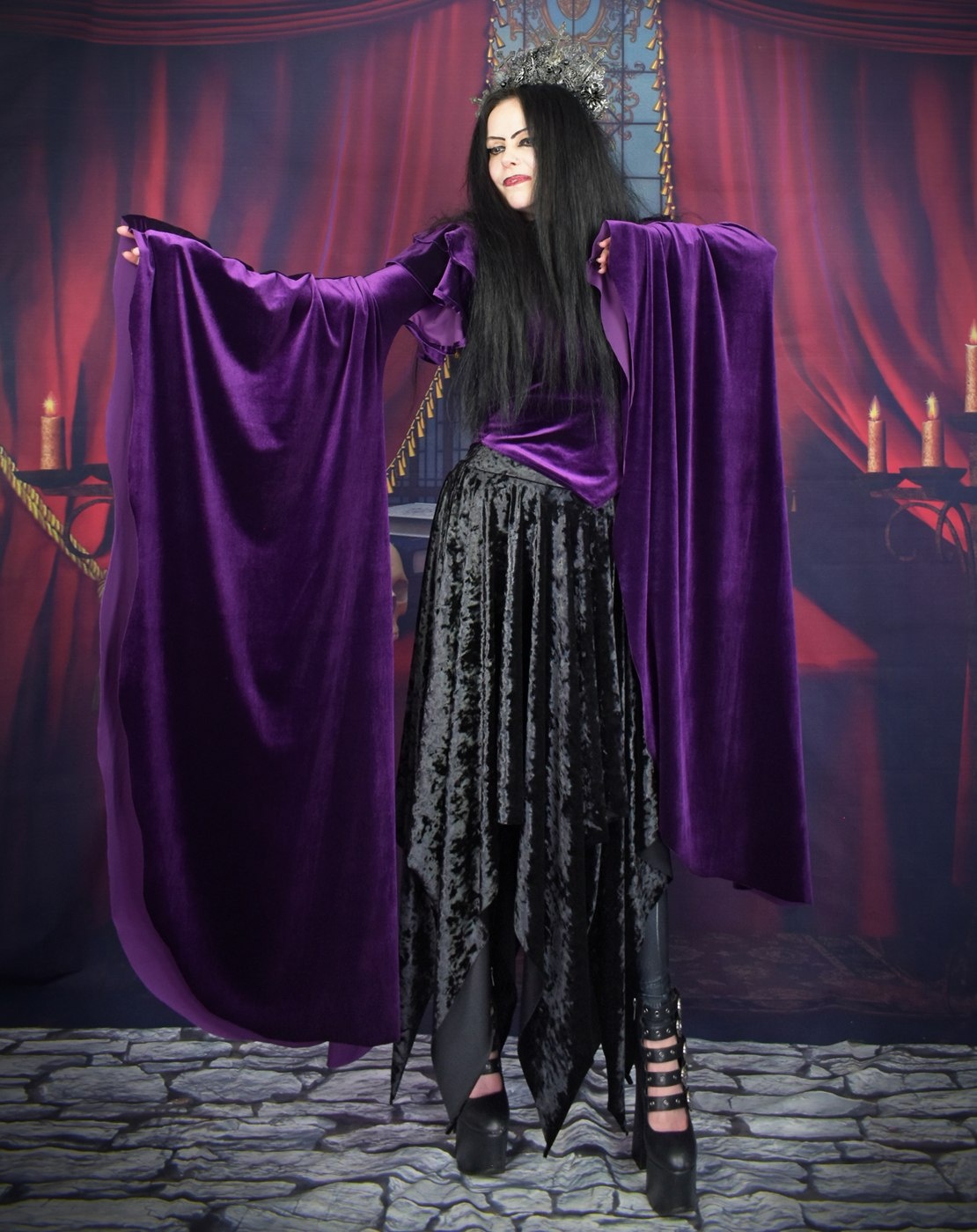 The Ultra Elvenwitch Skirt - marble velvet swishy witchy goth skirt by Moonmaiden Gothic Clothing
