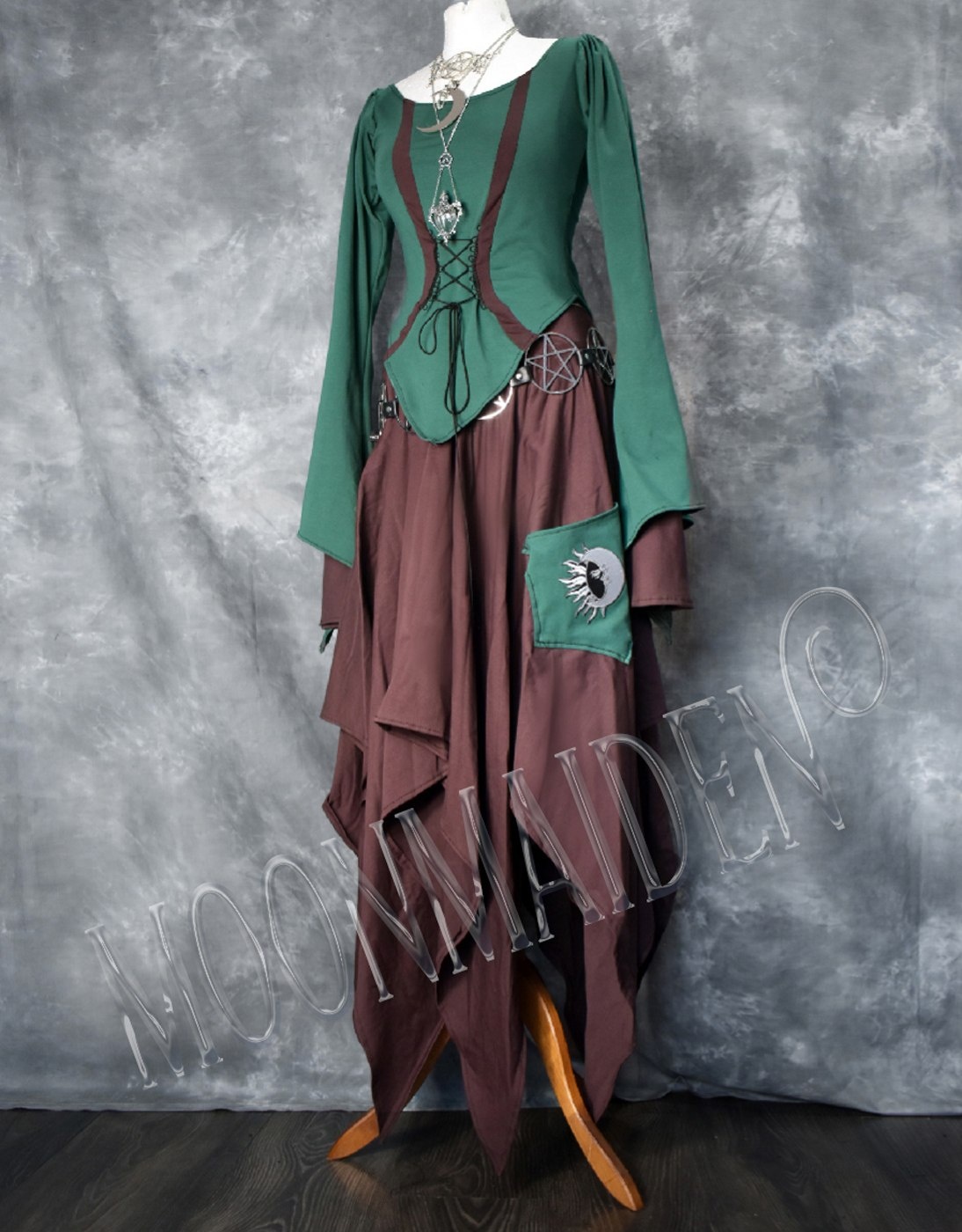 The Woodlandwytch Skirt - cotton lycra witchy goth skirt by Moonmaiden Gothic Clothing