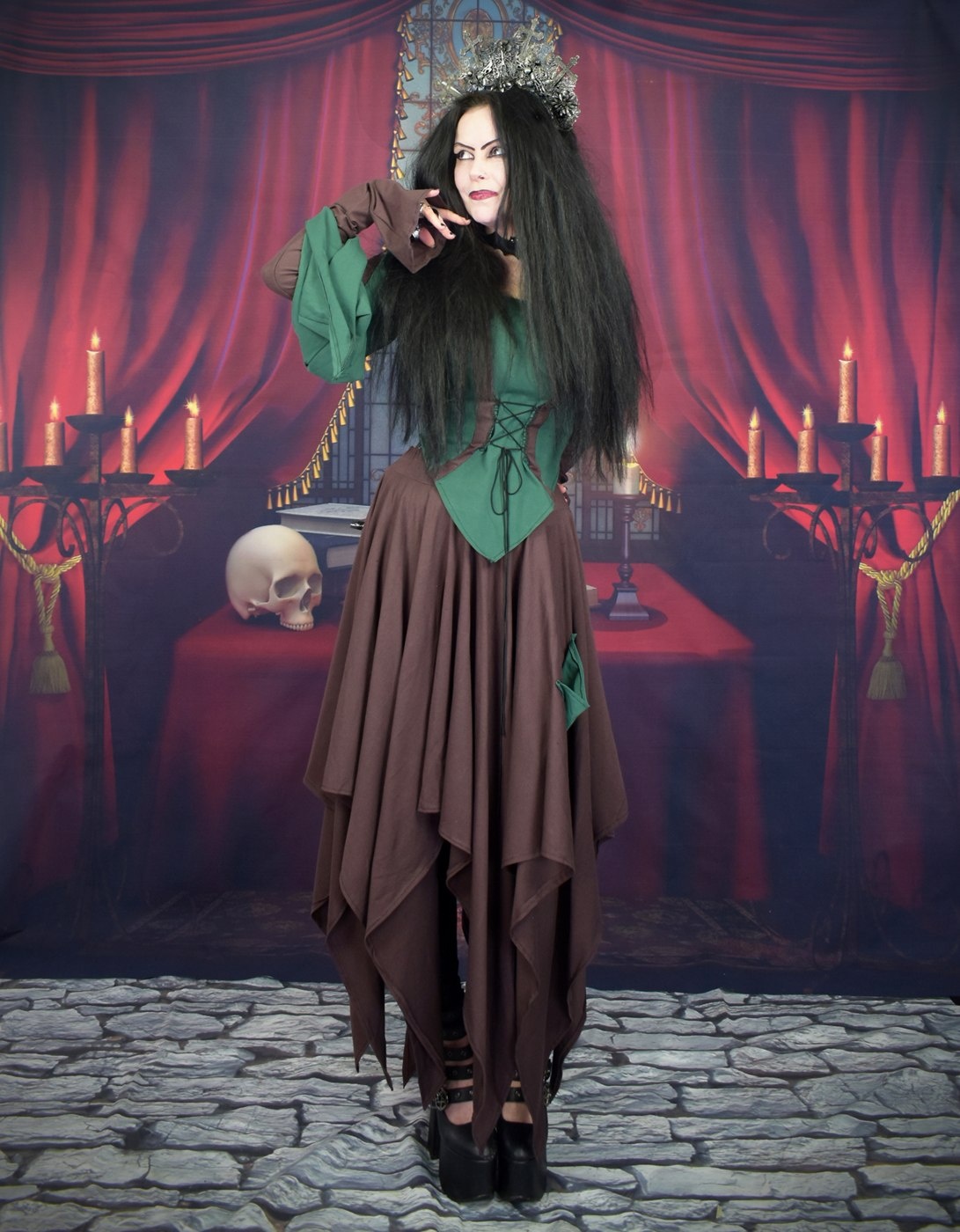 The Woodlandwytch Skirt - cotton lycra witchy goth skirt by Moonmaiden Gothic Clothing