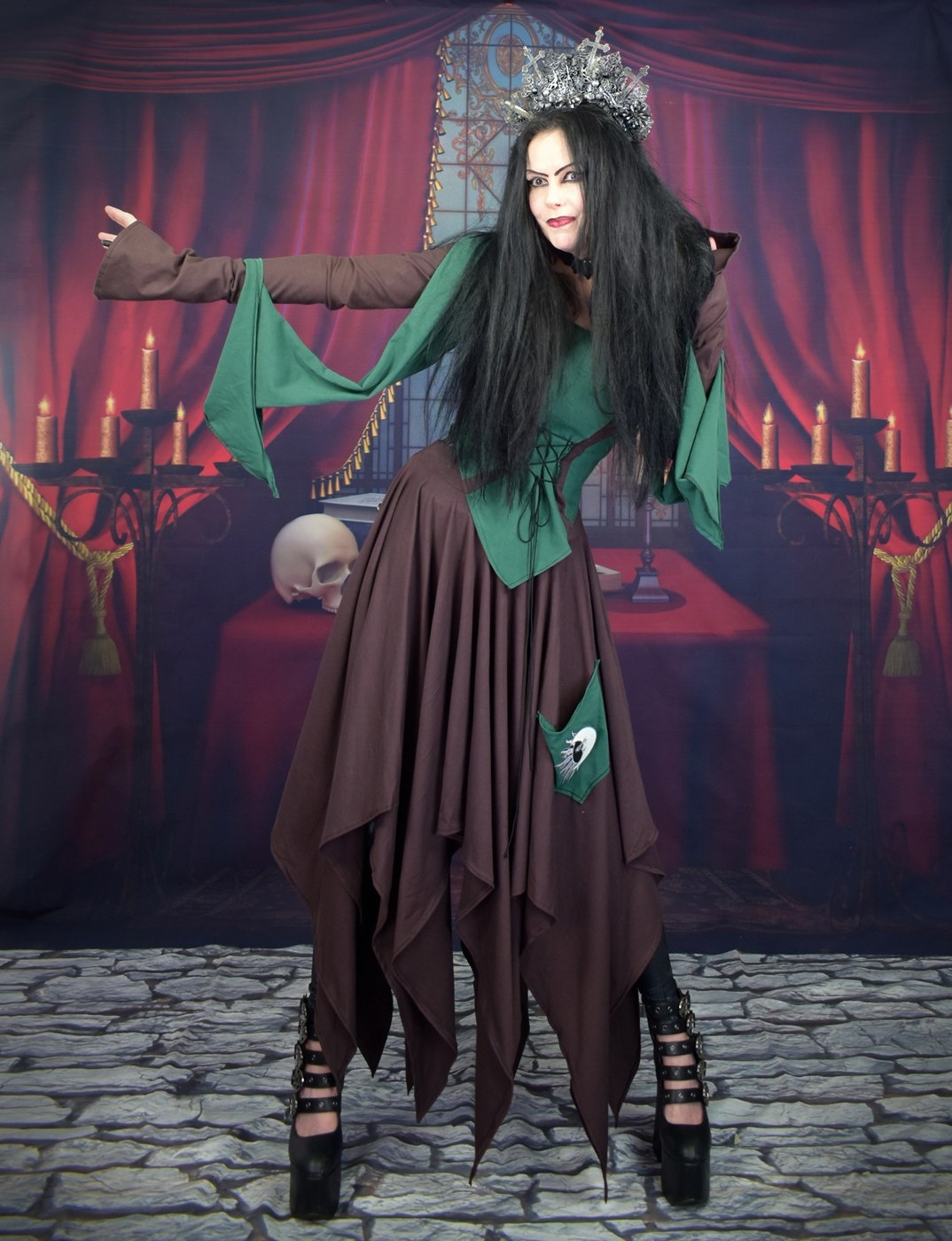 Woodlandwytch Top  - cotton lycra witchy elven goth top by Moonmaiden Gothic Clothing