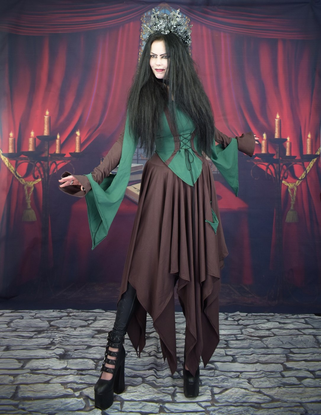 Woodlandwytch Top  - cotton lycra witchy elven goth top by Moonmaiden Gothic Clothing