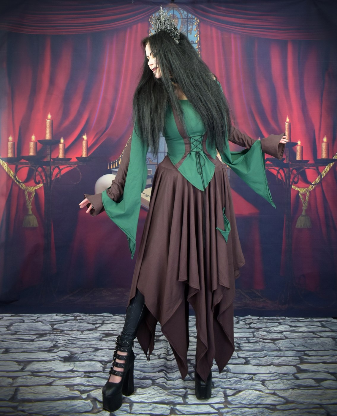 Woodlandwytch Top  - cotton lycra witchy elven goth top by Moonmaiden Gothic Clothing