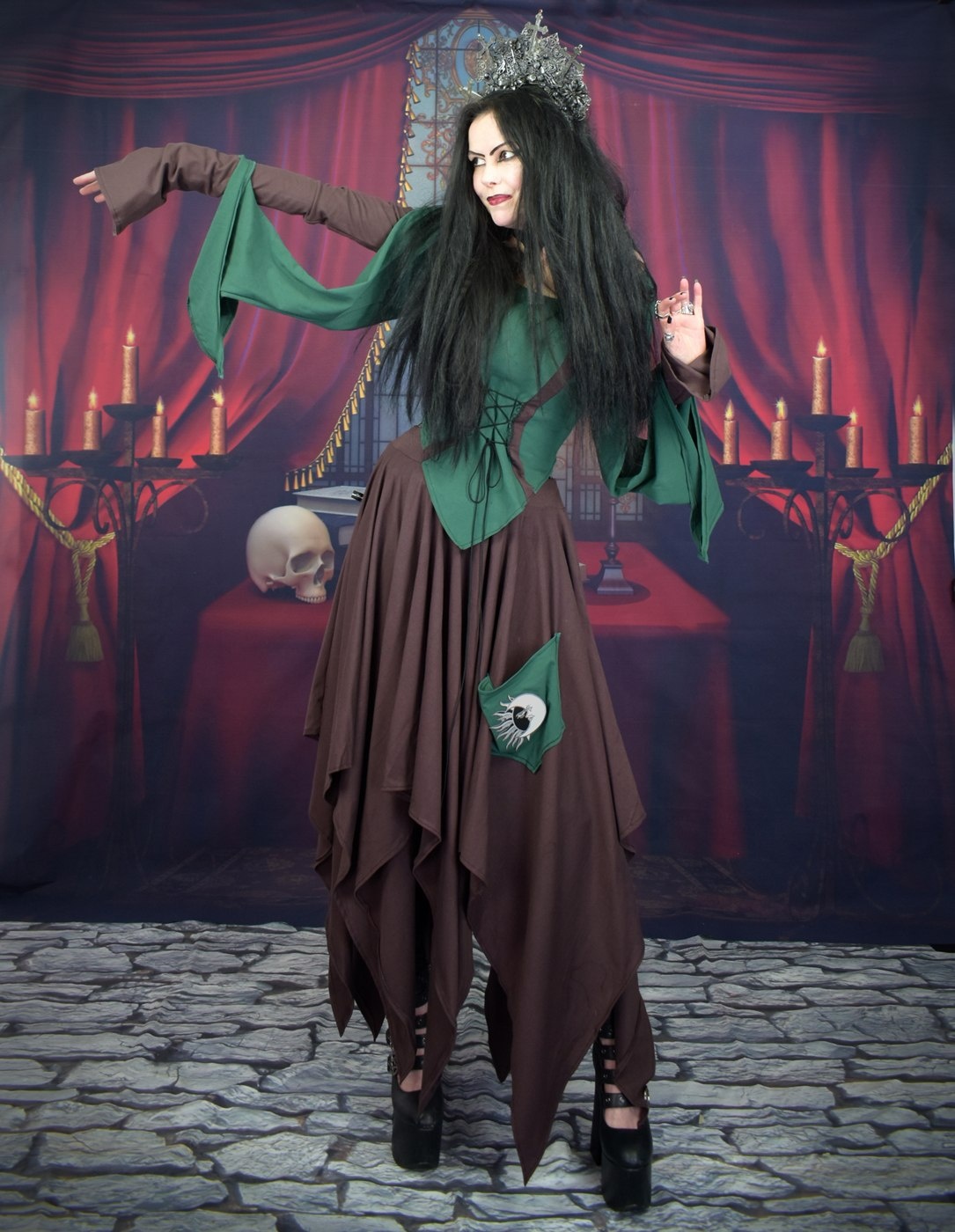 Woodlandwytch Top  - cotton lycra witchy elven goth top by Moonmaiden Gothic Clothing