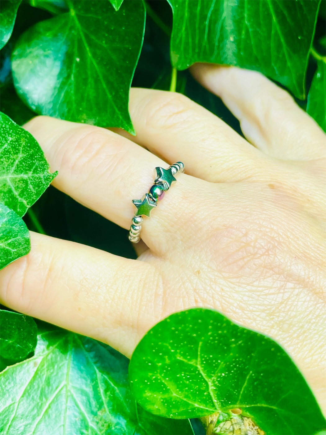 Rainbow Hematite & Stars Ring by My Beautiful Gothic