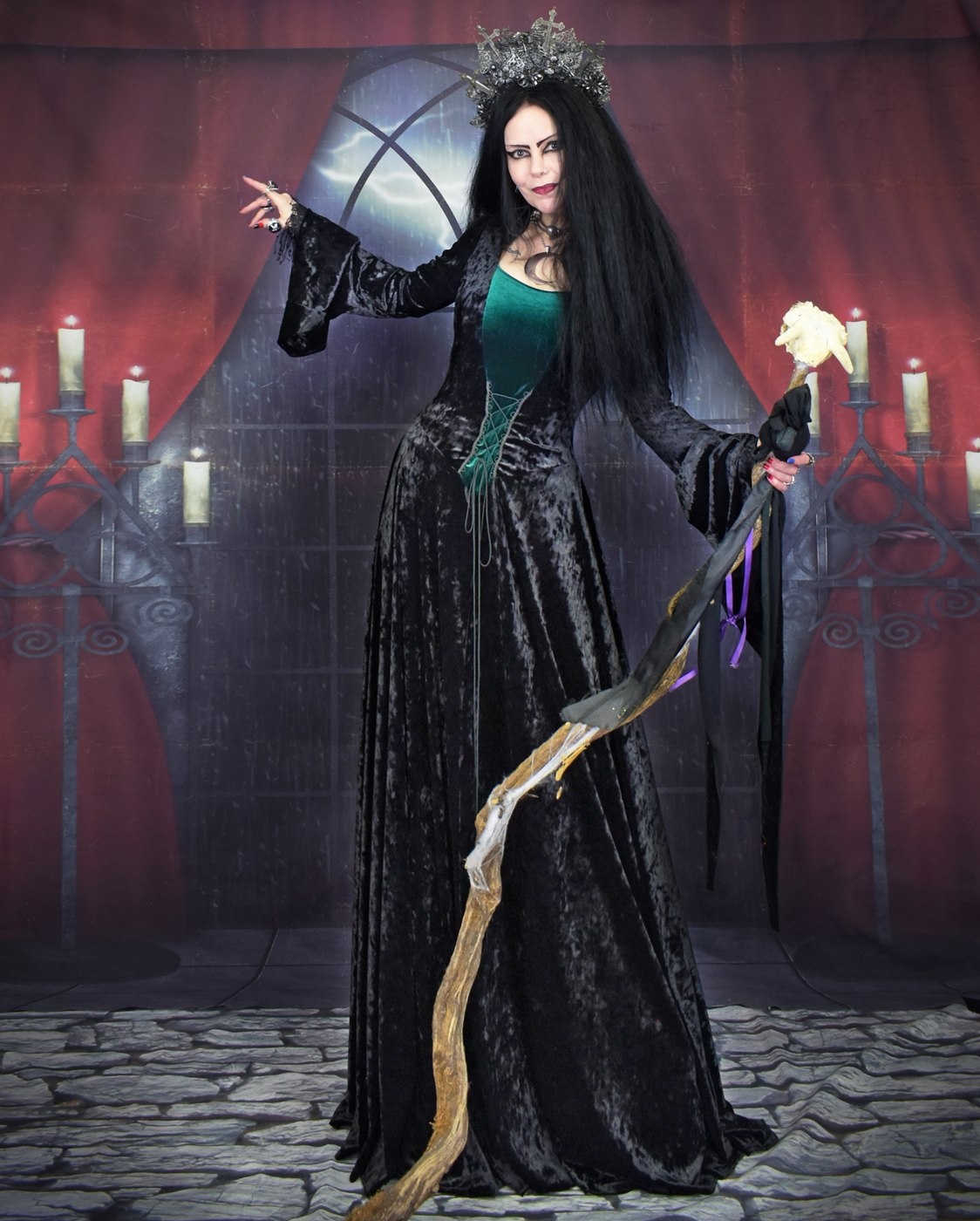 Moonmaiden Gown - Anniversary Edition - crushed velvet witchy goth dress by Moonmaiden Gothic Clothing