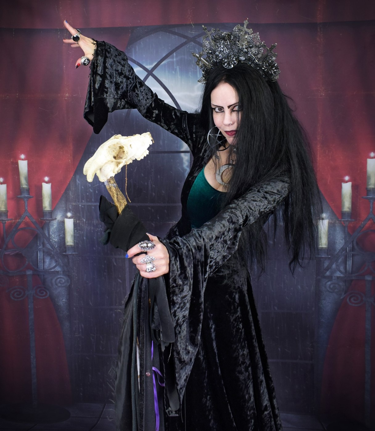 Moonmaiden Gown - Anniversary Edition - crushed velvet witchy goth dress by Moonmaiden Gothic Clothing