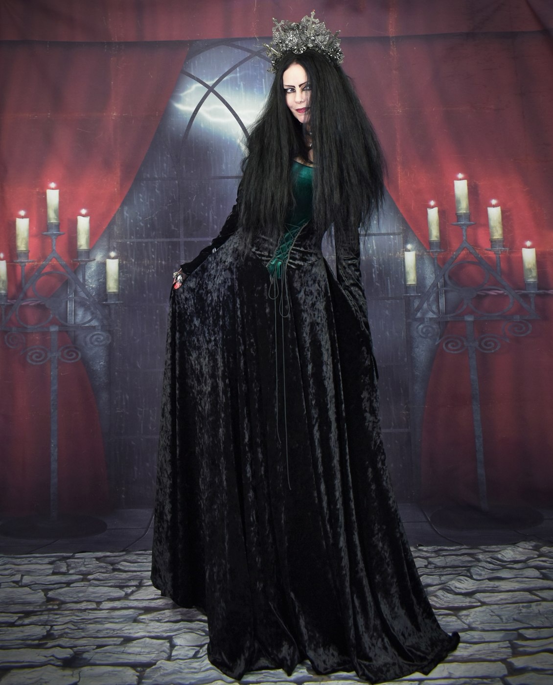 Moonmaiden Gown - Anniversary Edition - crushed velvet witchy goth dress by Moonmaiden Gothic Clothing