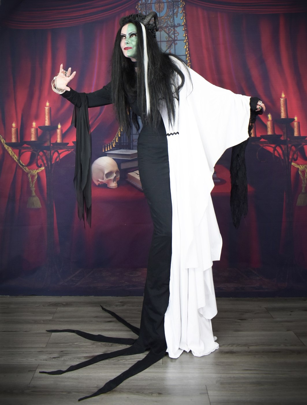 Morticia Munster Gown - Morticia Addams and Lily Munster Hybrid dress by Moonmaiden Gothic Clothing