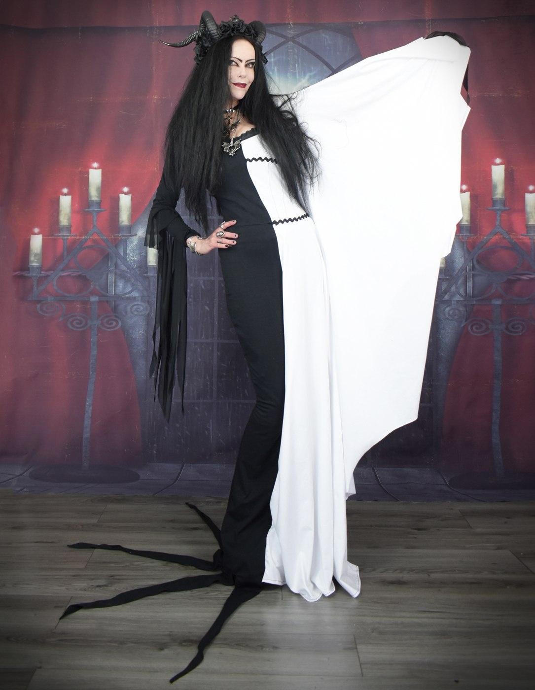 Morticia Munster Gown - Morticia Addams and Lily Munster Hybrid dress by Moonmaiden Gothic Clothing