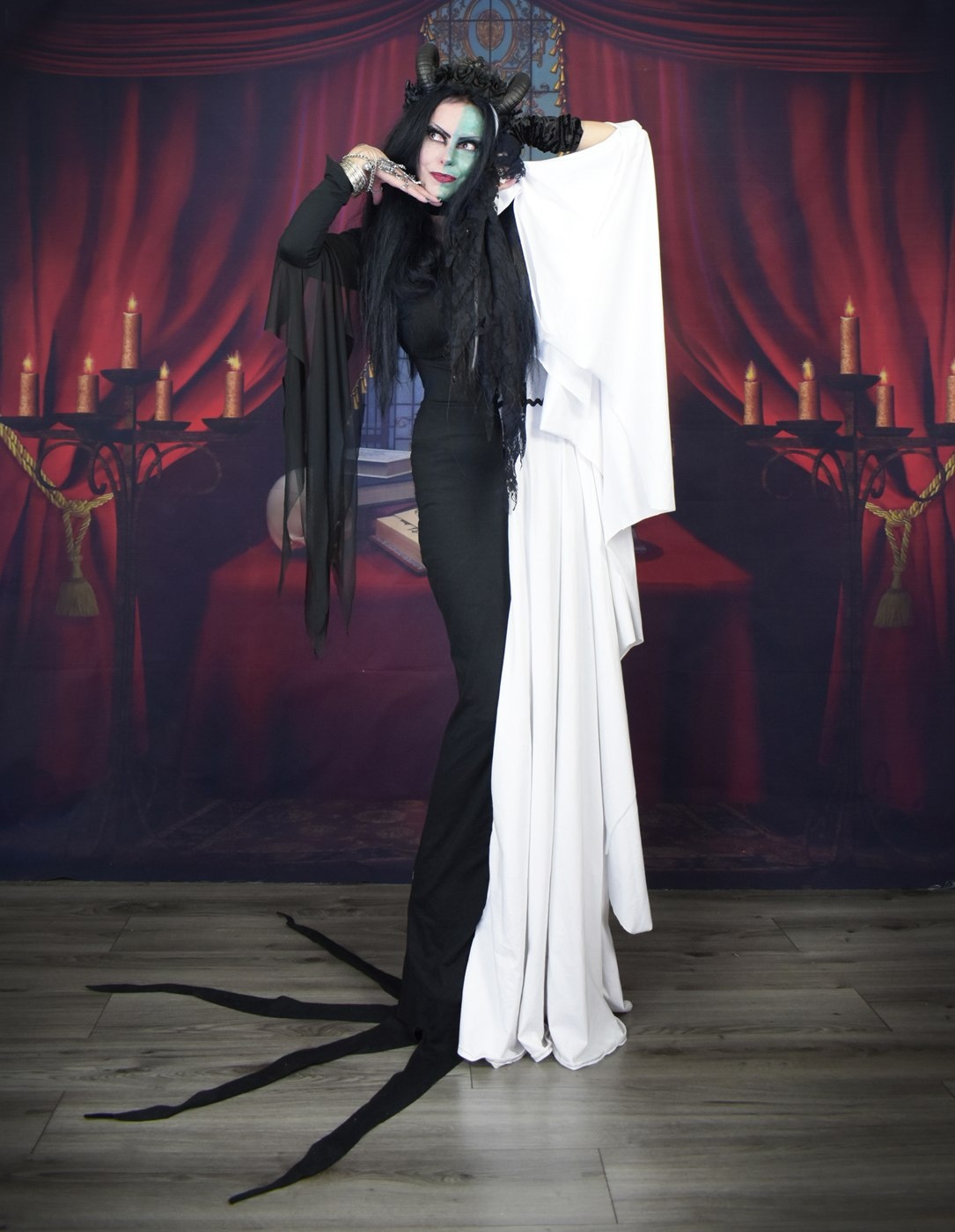 Morticia Munster Gown - Morticia Addams and Lily Munster Hybrid dress by Moonmaiden Gothic Clothing