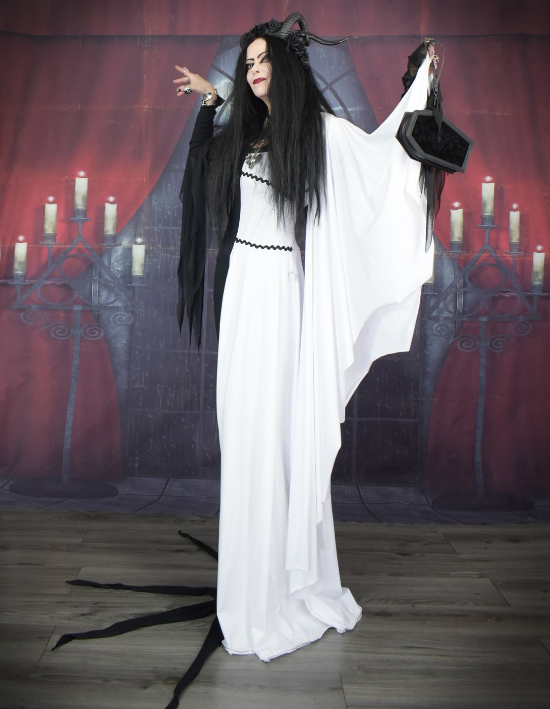 Morticia Munster Gown - Morticia Addams and Lily Munster Hybrid dress by Moonmaiden Gothic Clothing
