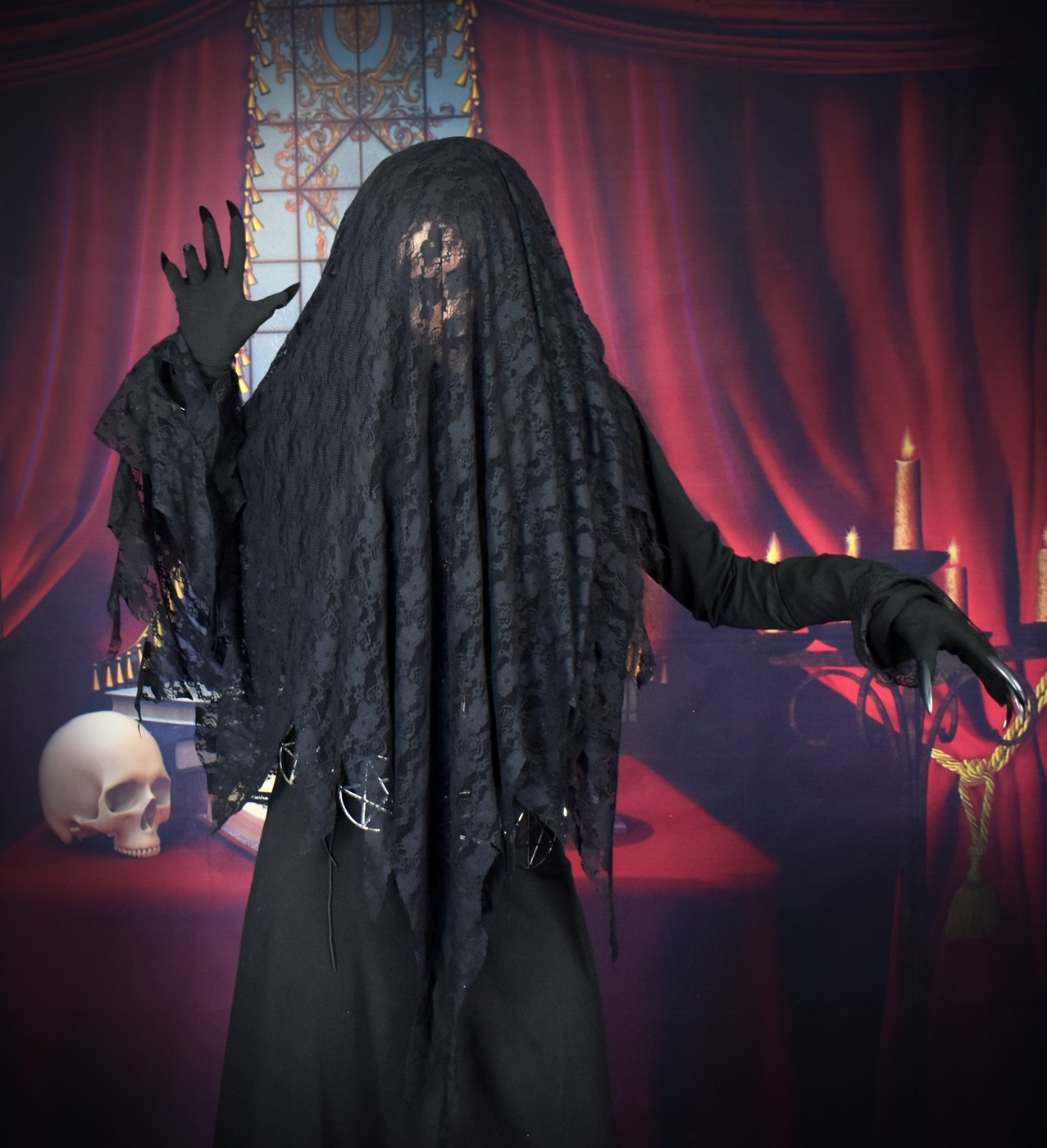 Lamentation Veil - lace witchy raggedy spooky veil by Moonmaiden Gothic Clothing