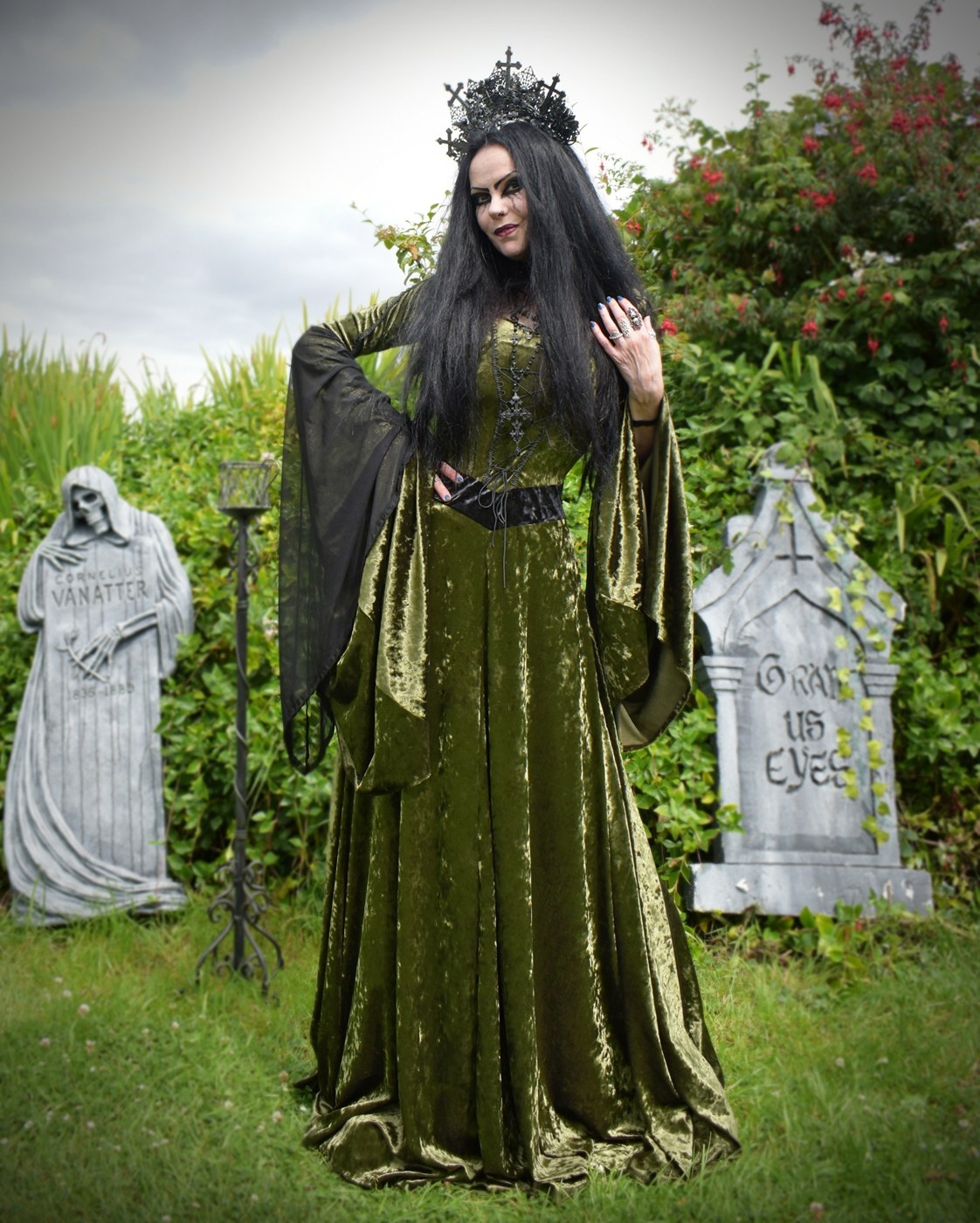 Malia Gown - Woodland Witch Elven Hooded Goth Dress by Moonmaiden Gothic Clothing