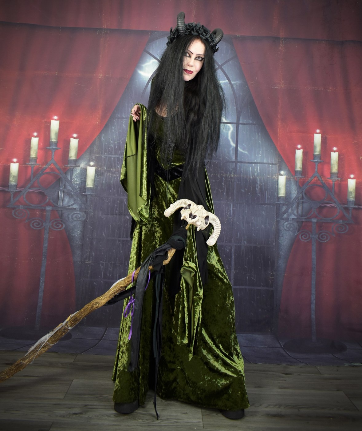 Malia Gown - Woodland Witch Elven Hooded Goth Dress by Moonmaiden Gothic Clothing